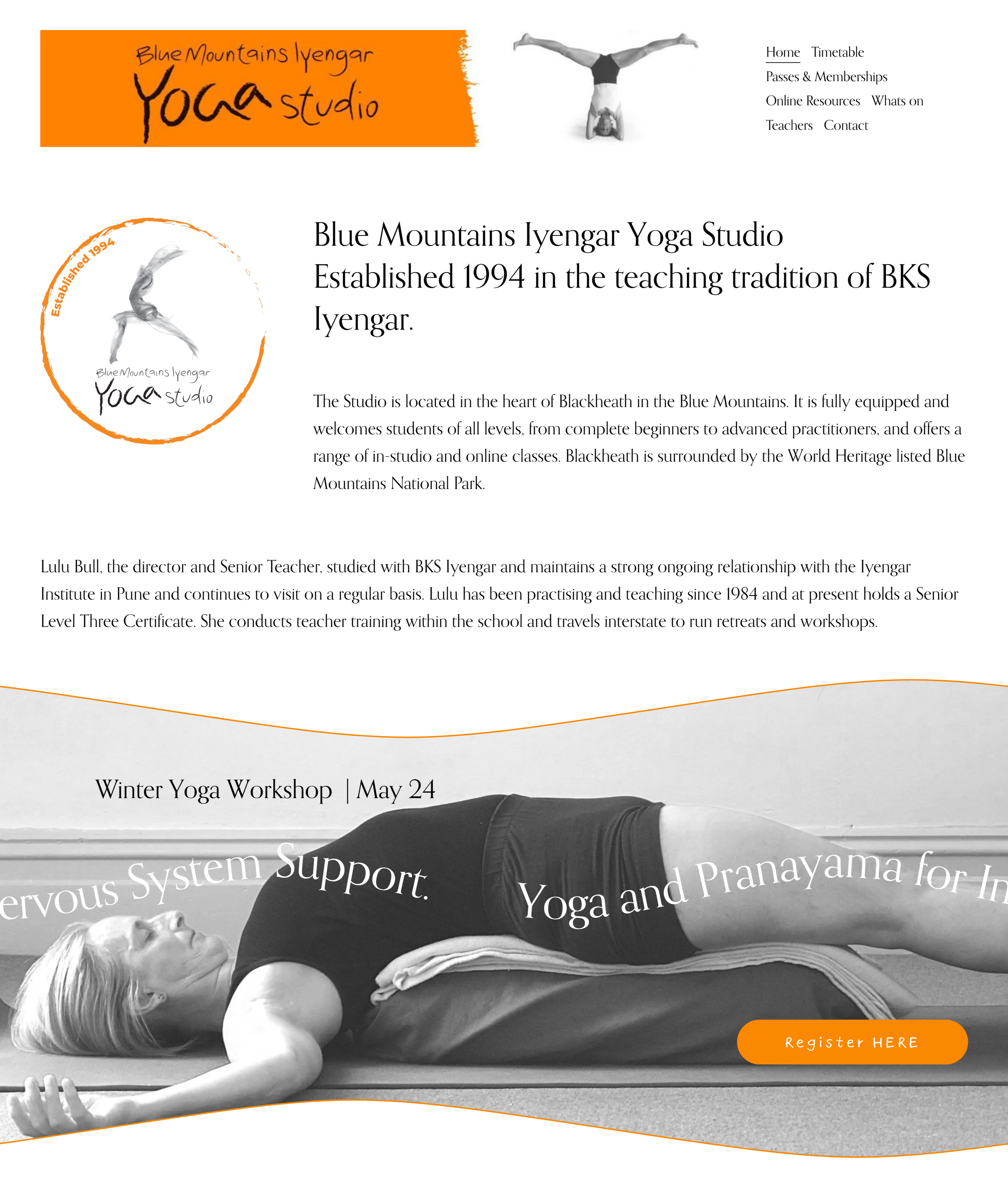 Introduces the studio through a spacious, light-filled design inspired by the colours and philosophy of Light on Yoga, creating a calm first impression for new and returning students.