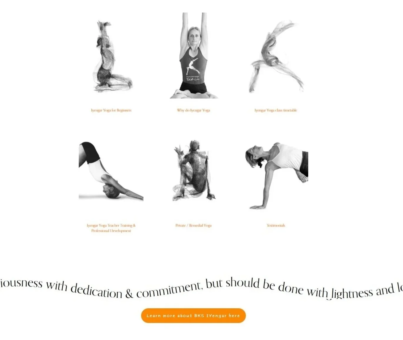 Homepage section combining studio information, featured offerings and clear navigation to guide visitors through the breadth of the studio's programs.