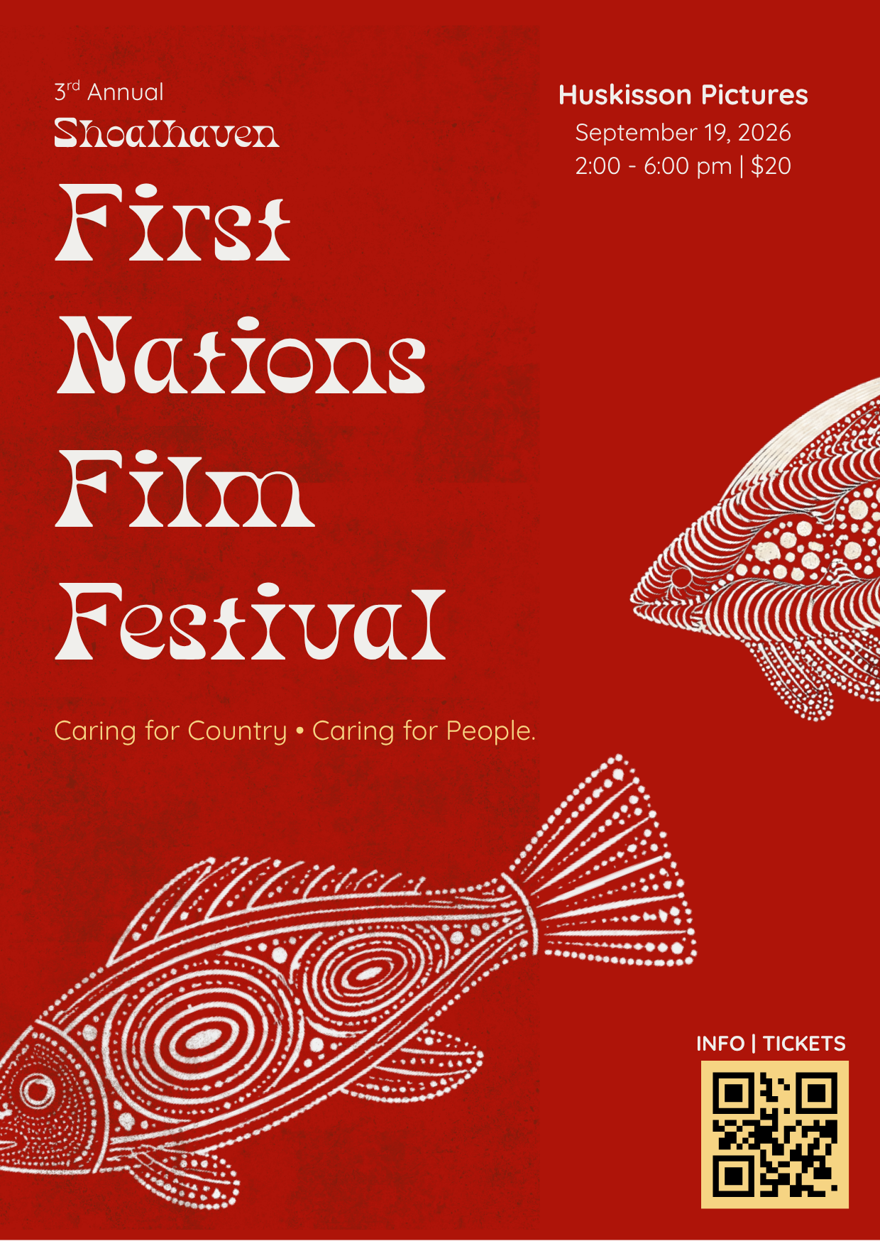 Cover design for the eight-page 2026 Shoalhaven First Nations Film Festival program, extending the festival identity into a bold print and digital publication.