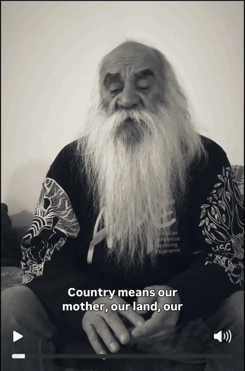 Still from an ORIGIN social video filmed with an Indigenous community leader on the NSW South Coast