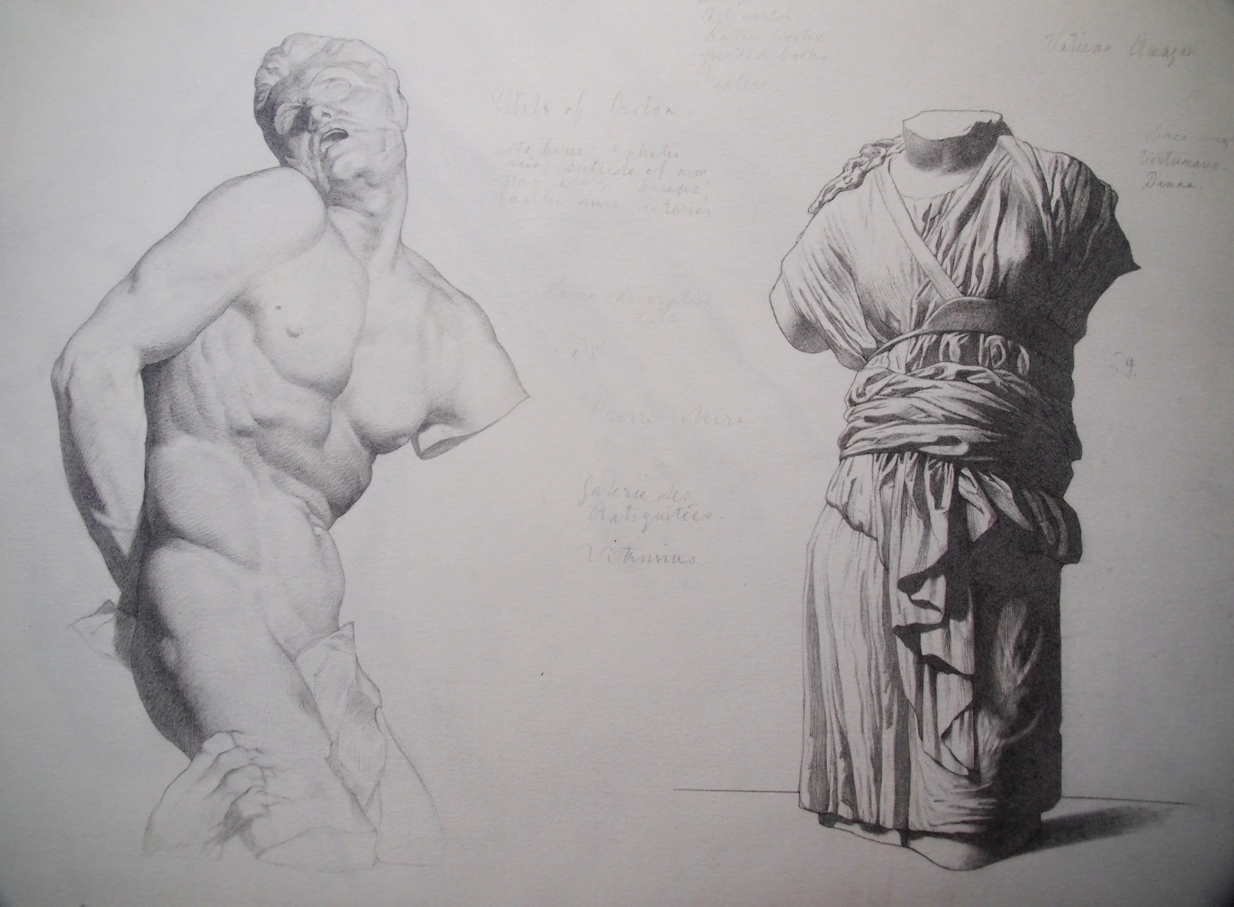 Studies of Milo of Croton and an Amazon (after Bargue)