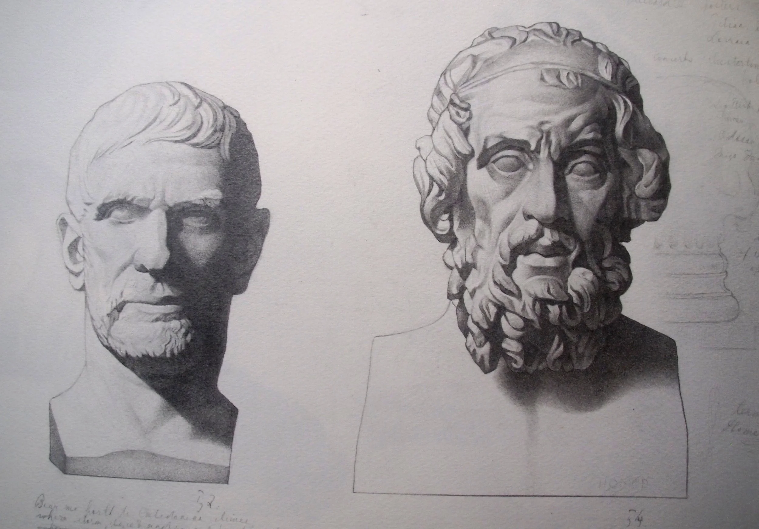Study of a Bust of Junius Brutus and Homer (after Bargue)