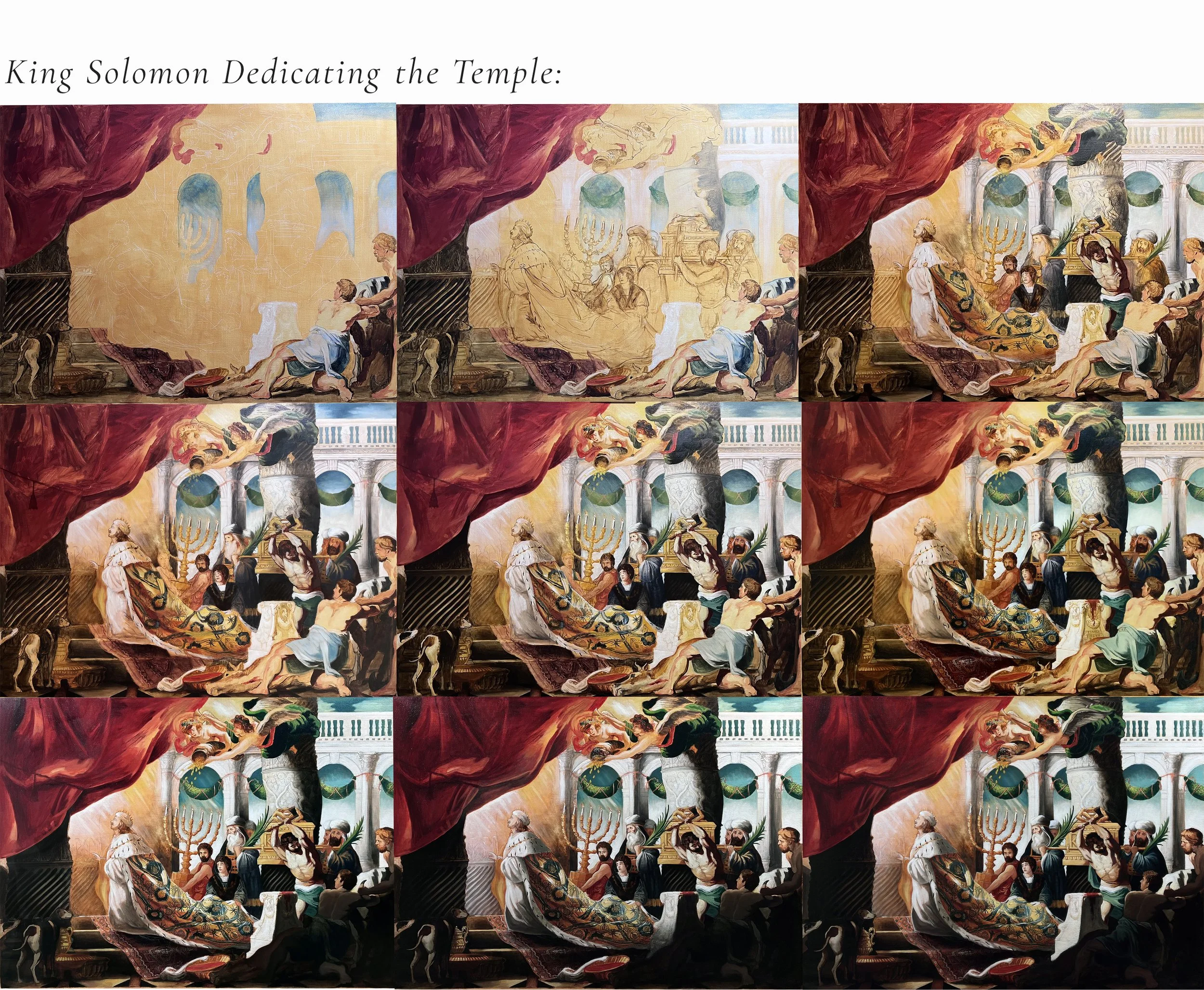     Imprimatura  and  underpainting : after preparing the panel with size (rabbit skin glue) and ground (lead white paint and chalk), a thin wash of varying amounts of yellow ochre, burnt umber or sienna (depending on the amount of warmth desired) is