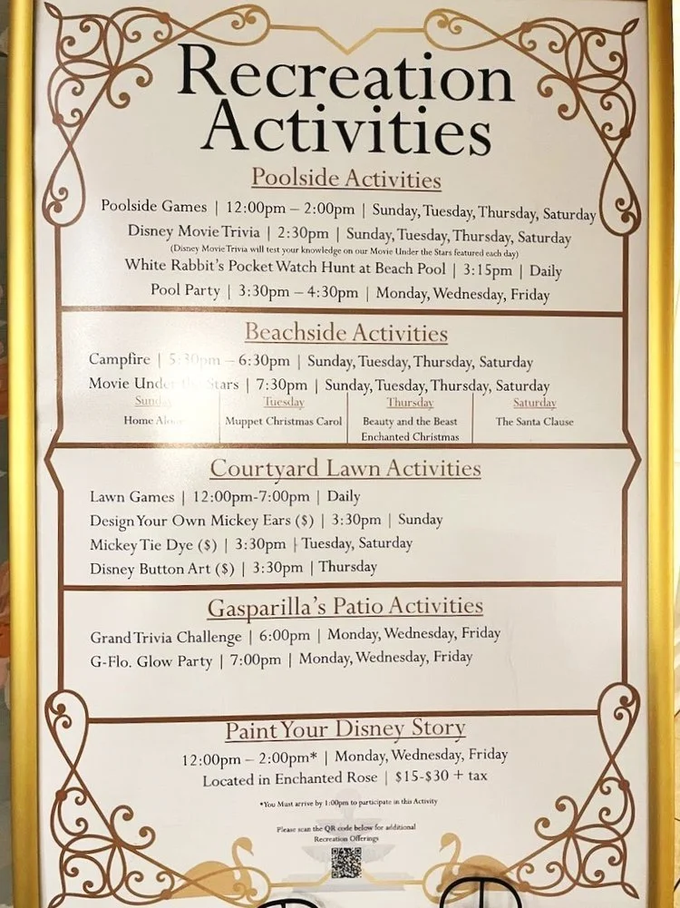 Disney's Grand Floridian Resort Activity Calendar Archive — Magical