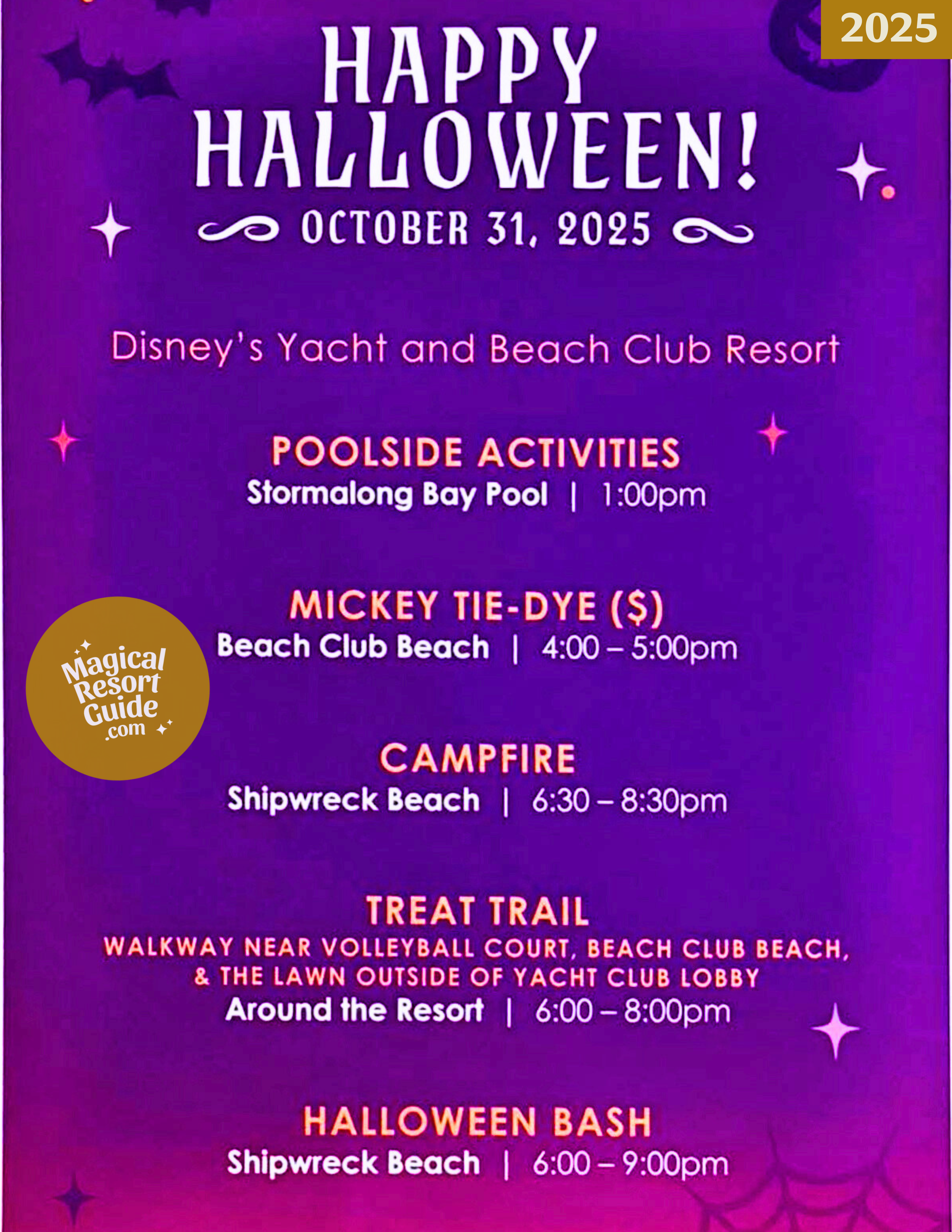 Disney's Yacht & Beach Club Resort Holiday Activities Activity Calendar Halloween 2025