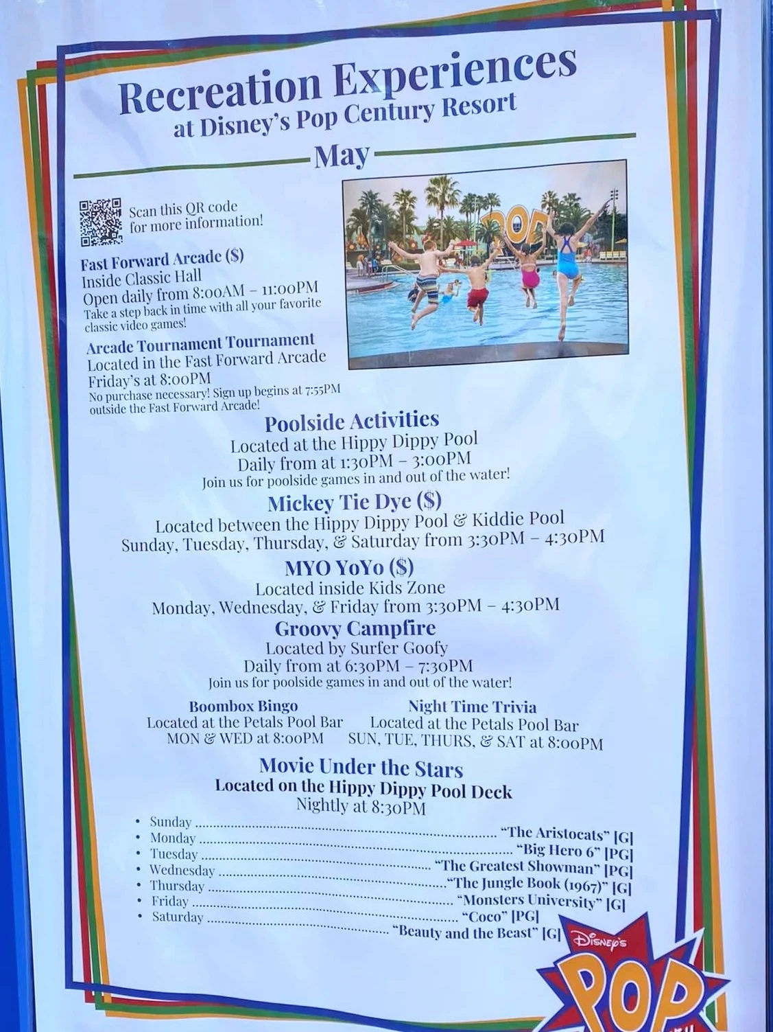 Disney's Pop Century Resort Activity Calendar Archive — Magical Resort