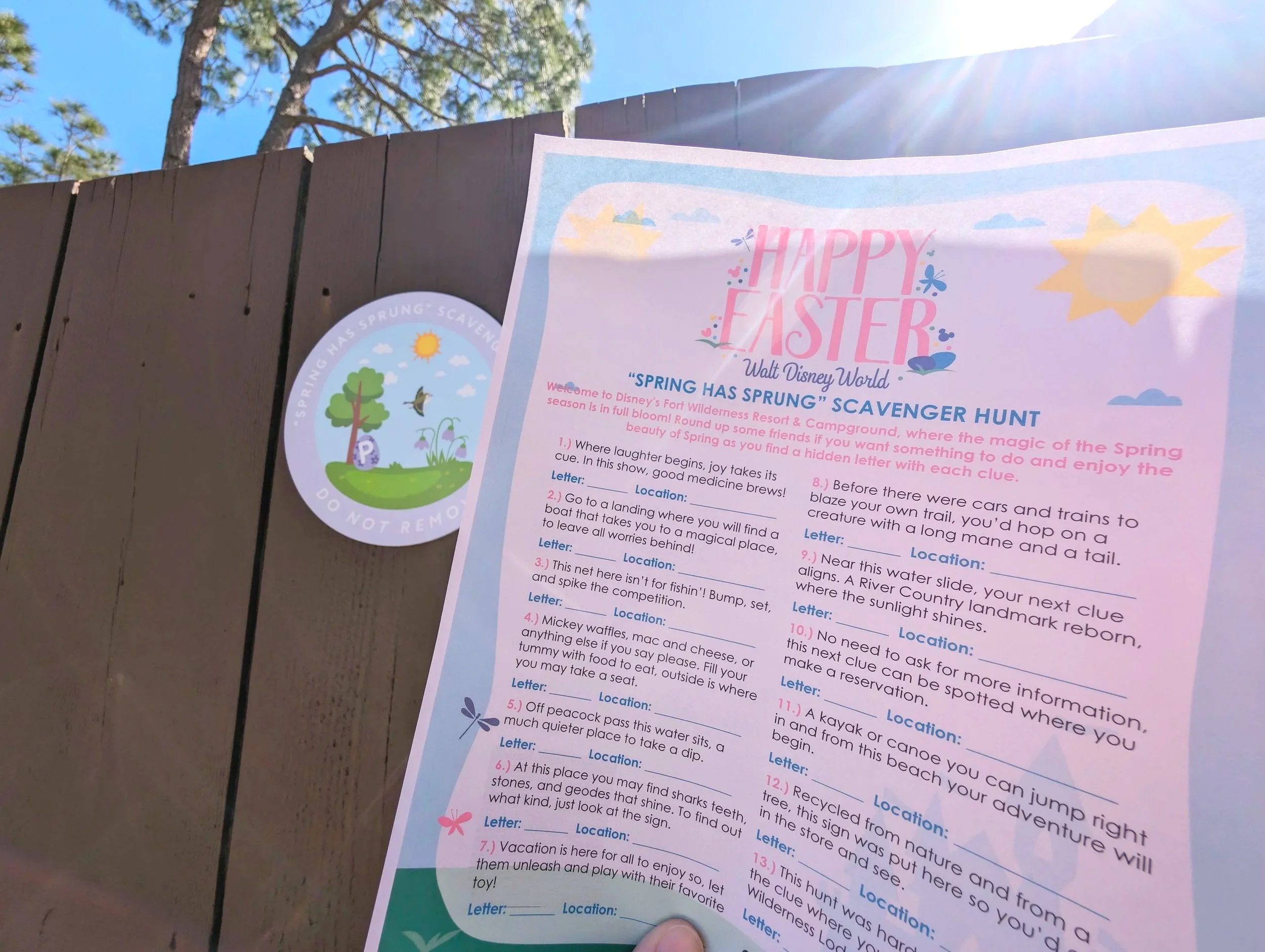Disney's Fort Wilderness Resort Campground Scavenger Hunt Spring Has Sprung