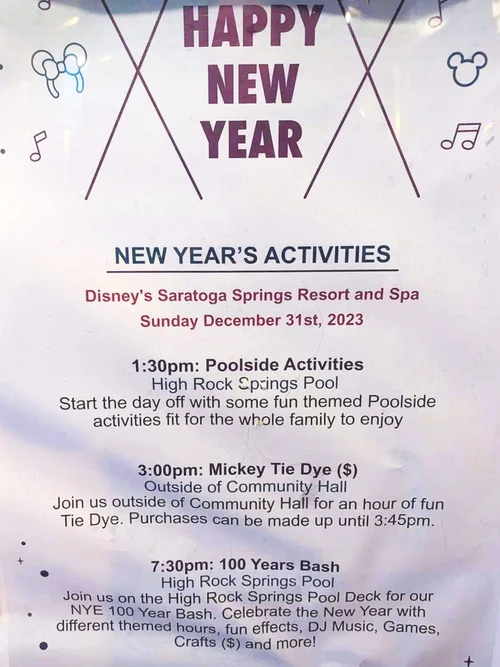 New Year's Eve Activities at Disney's Saratoga Springs Resort — Magical
