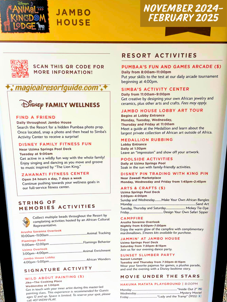 Disney's Animal Kingdom Lodge Resort Recreation Activities — Magical ...