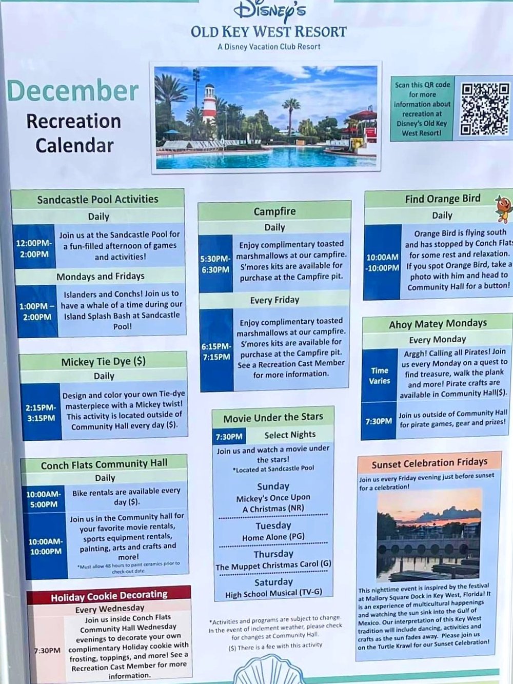 Disney's Old Key West Resort Activity Calendar Archive — Magical Resort  Guide