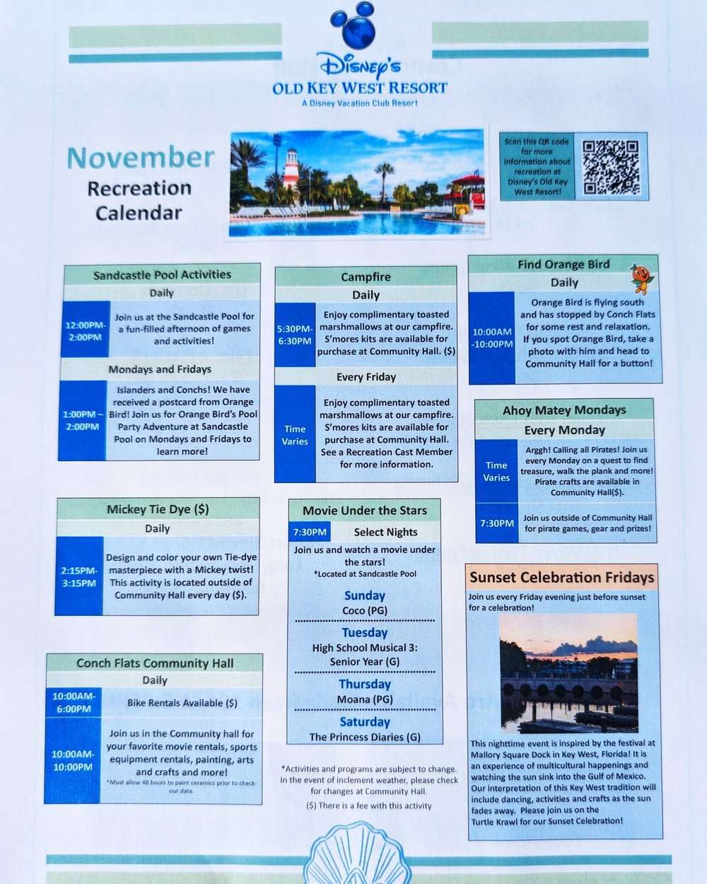 Disney's Old Key West Resort Activity Calendar Archive — Magical Resort  Guide