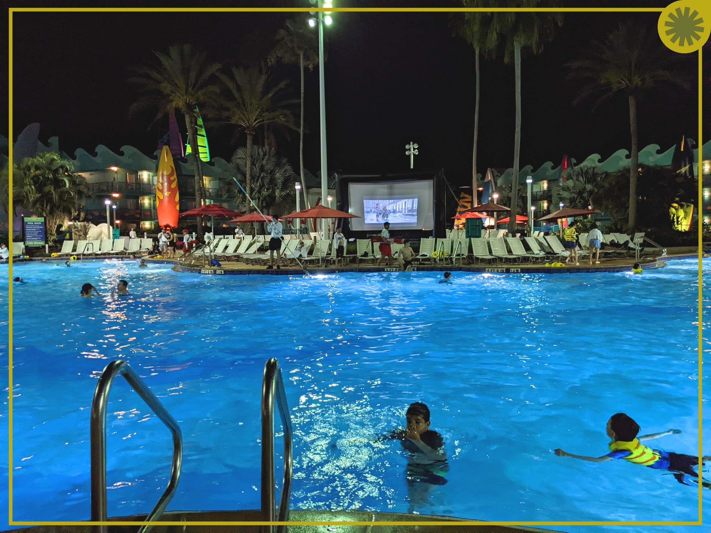 Disney's All-Star Sports Resort Shine Like a Star Glow Party Pool Activity