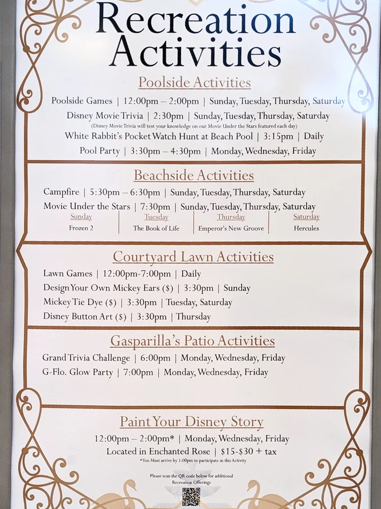 Disney's Grand Floridian Resort Activity Calendar Archive — Magical