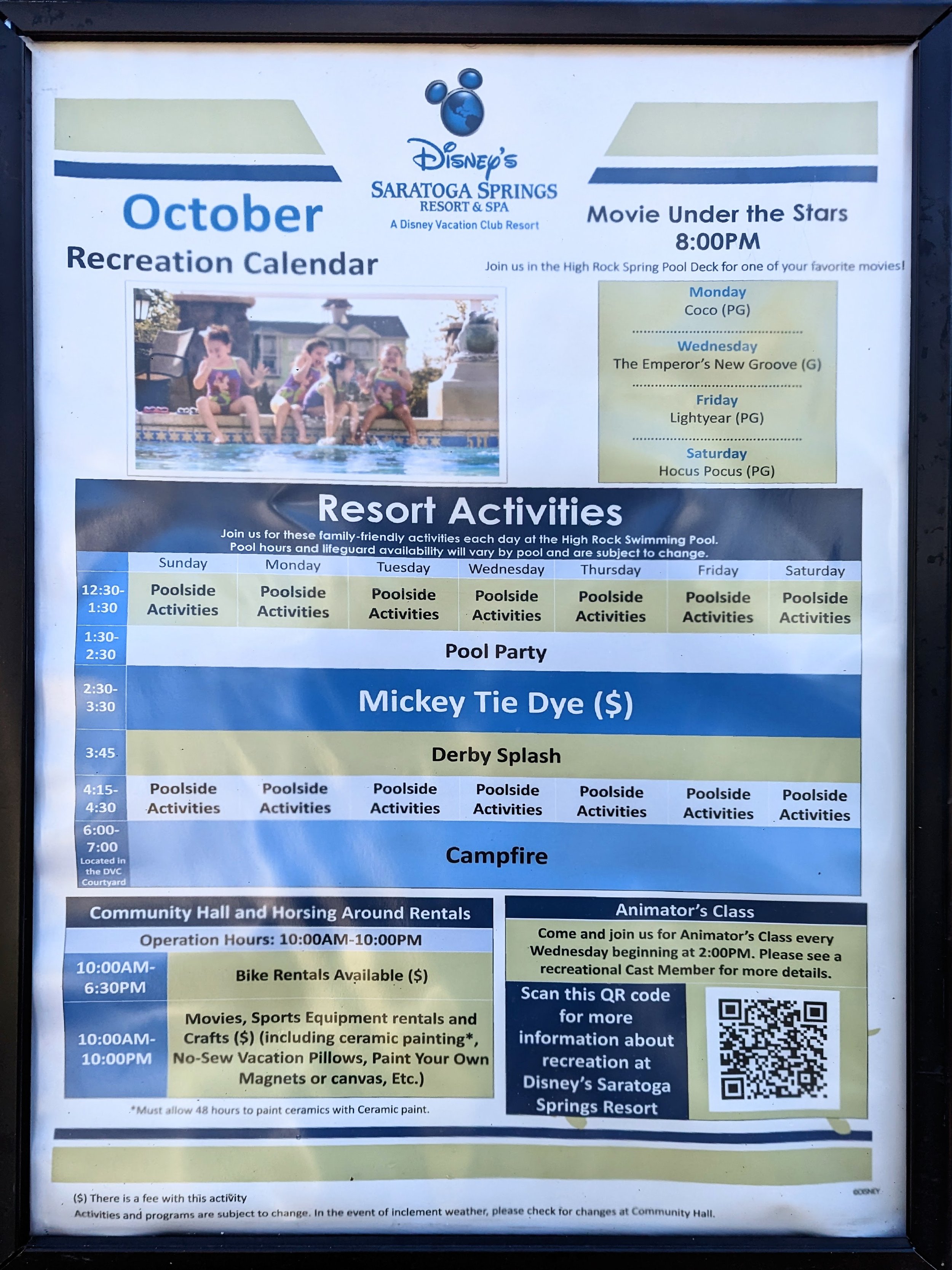 Disney s Saratoga Springs Resort Activity Calendar Archive Magical 