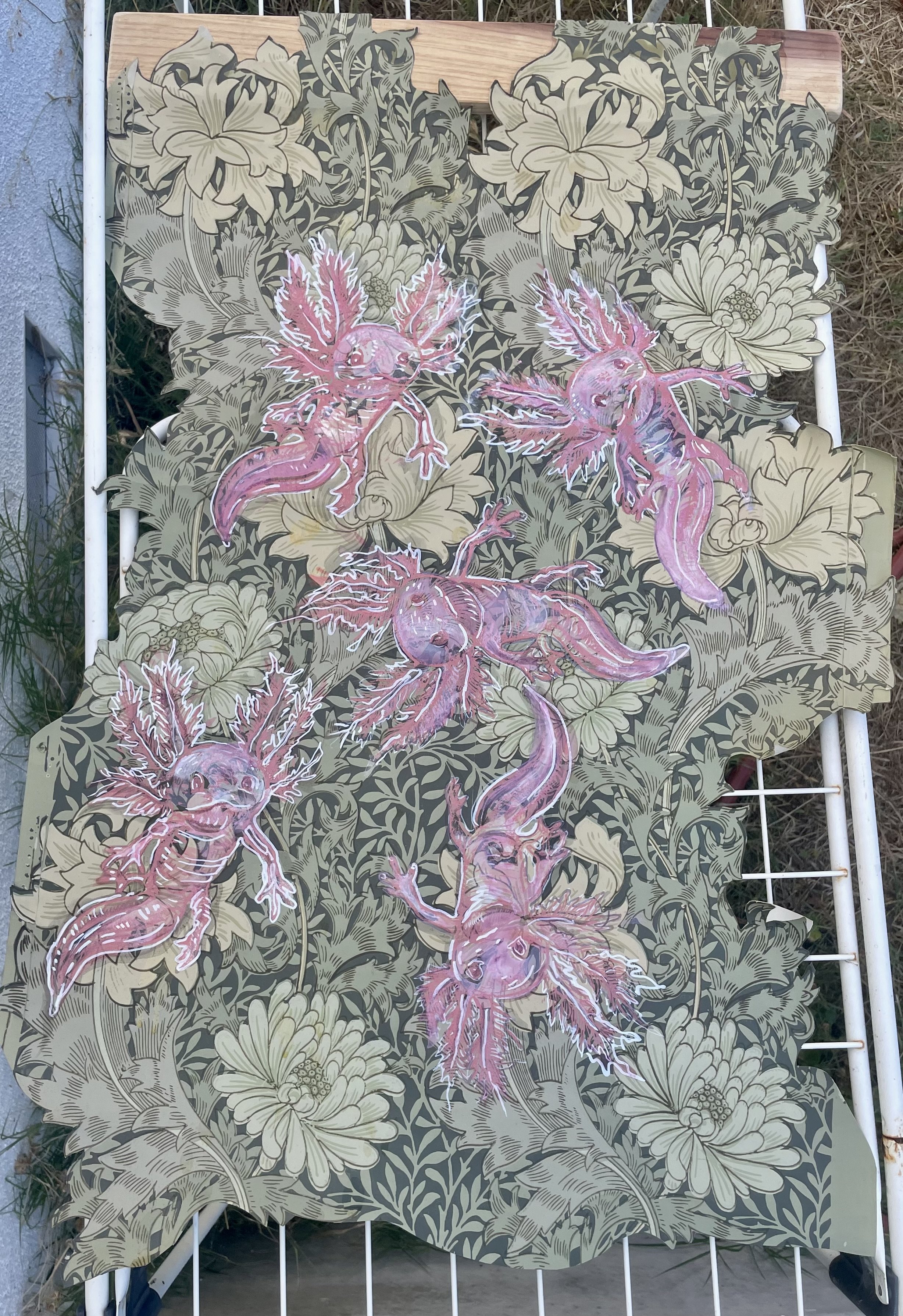 Anna Magnuson - Axolotls on Green Wallpaper, 2024.jpeg