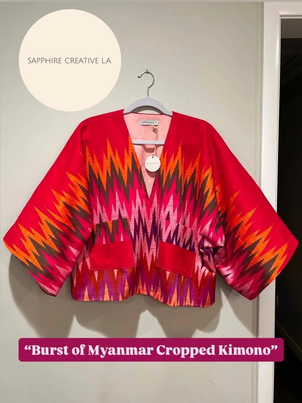 "Burst of Myanmar Cropped Kimono" by Sapphire Shiohwan