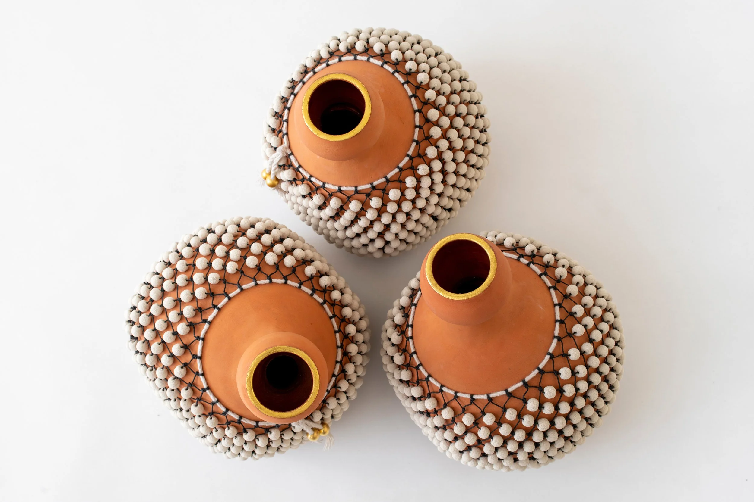 Xequere Vaseю Design 2016  Terracotta, Lava Rock, Guilding  Edition of 8. © David Elia. Photo: Boriana Goranova