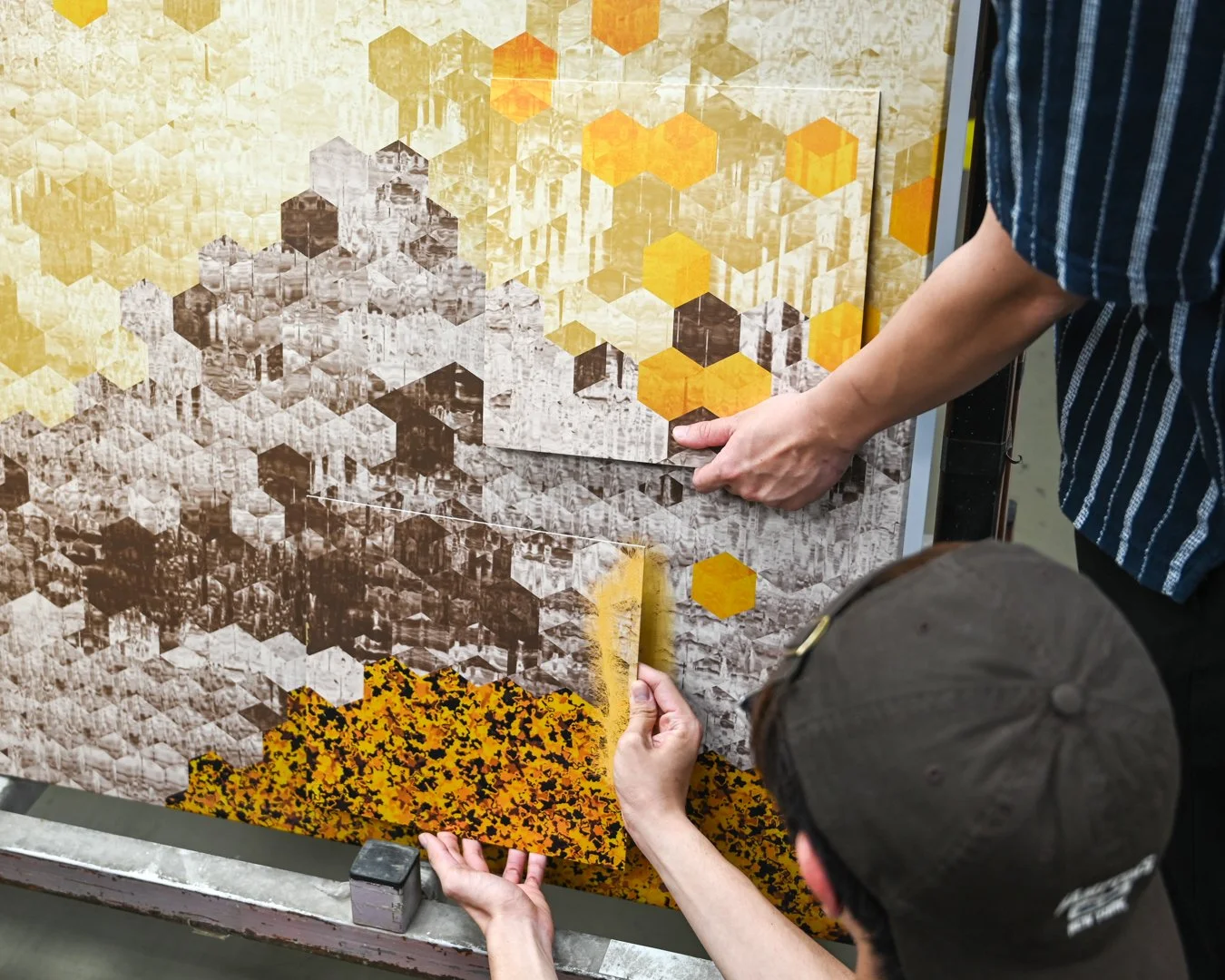 YEN TING CHO Studio, Work in Progress.Full-Scale Honeycomb Aluminum Panel Review. © YEN TING CHO