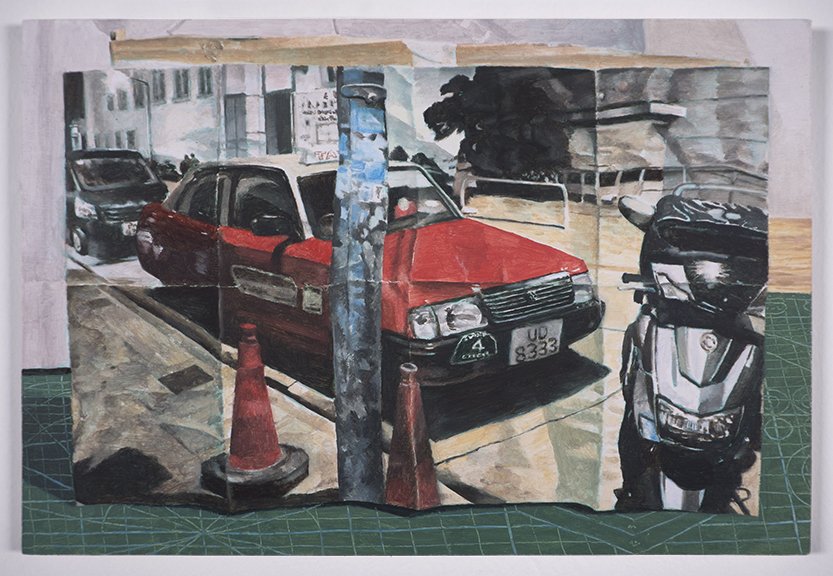 Hong Kong Taxi , 2019, oil on panel, 6 x 8.5 inches (15 x 22 cm)