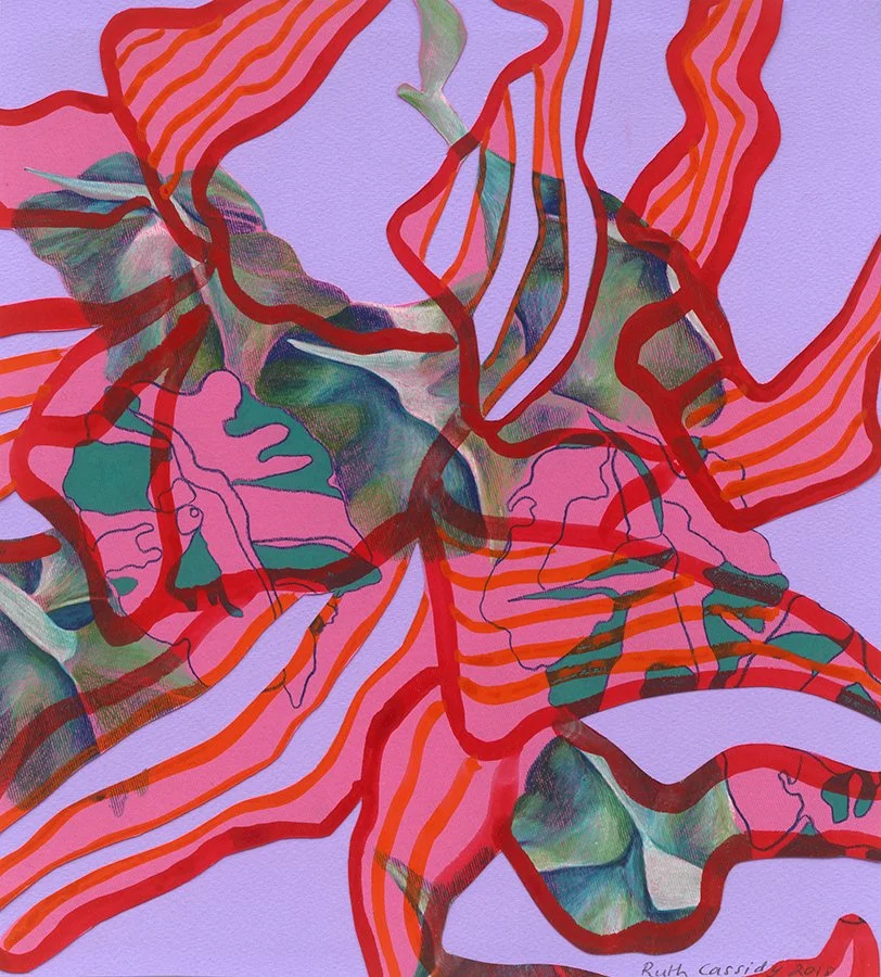 Jewel, 40 x 40 cm, Water colour and cut paper collage, 2018