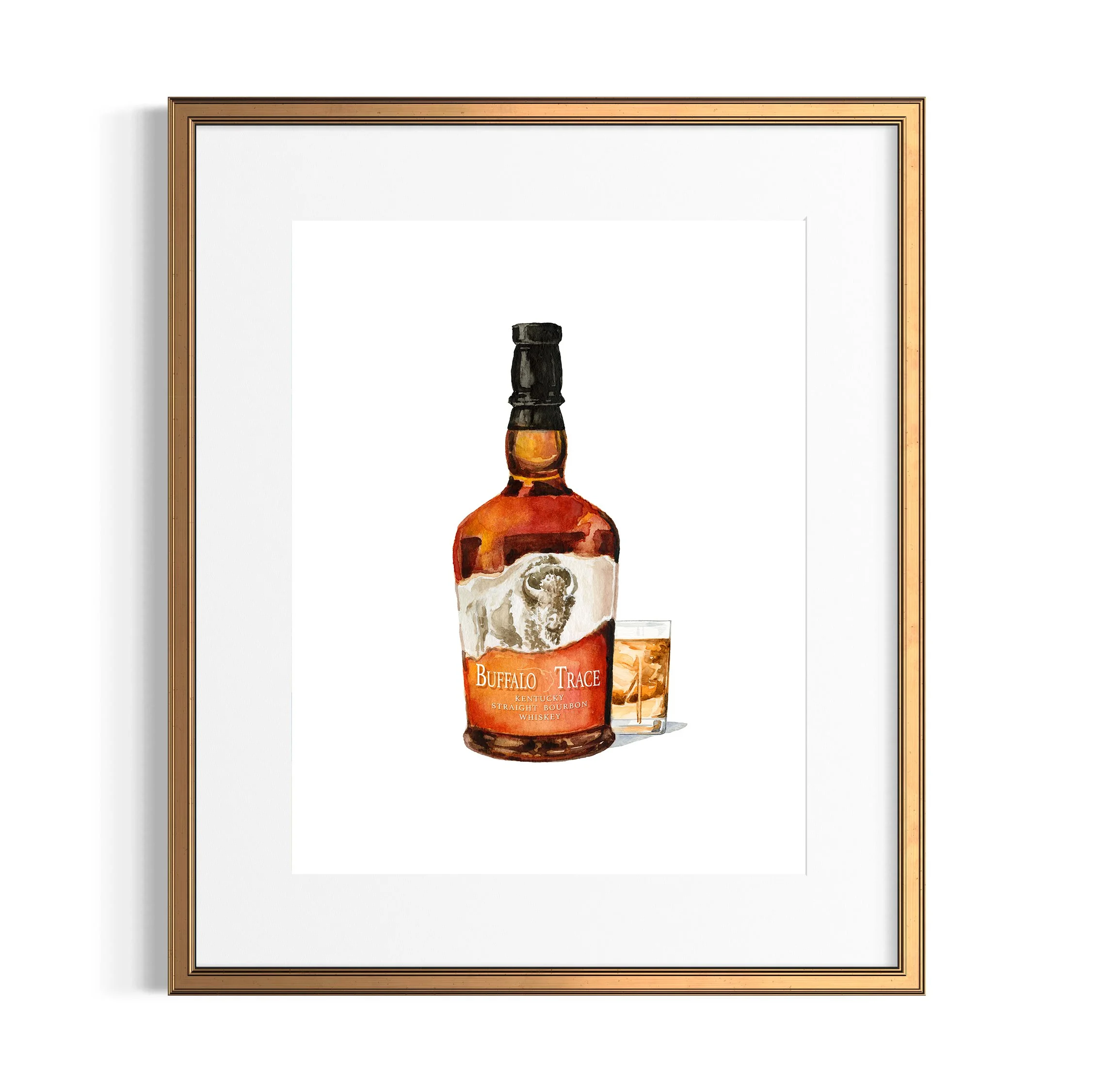Buffalo Trace Bourbon Whiskey Watercolor Print