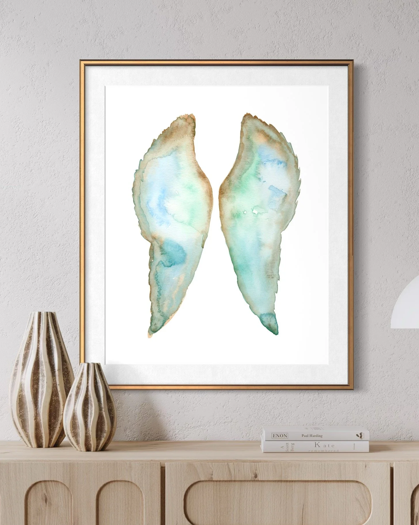 Angel Wings Watercolor Print Teal #2