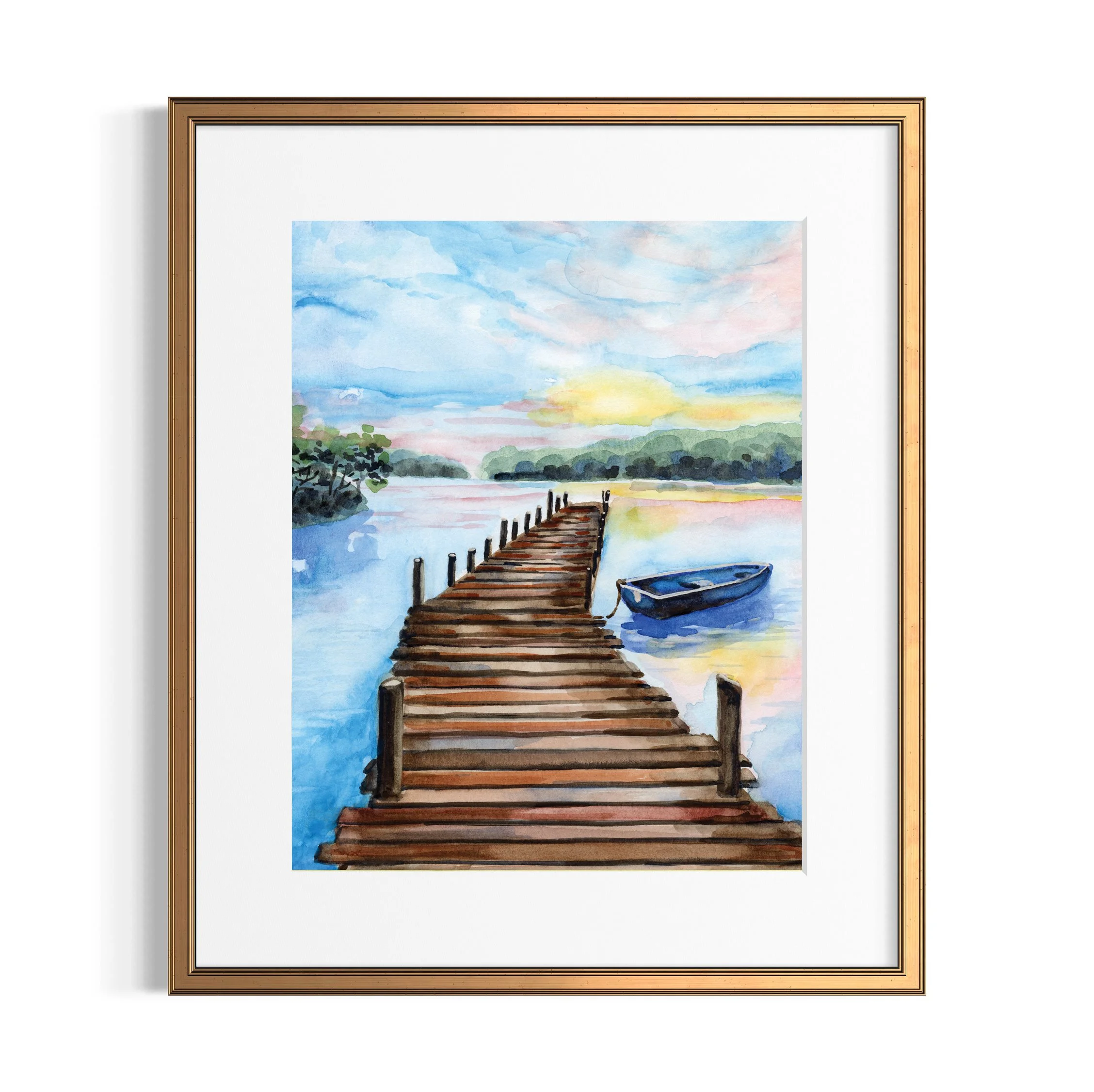 "Lake Dock" Art Print