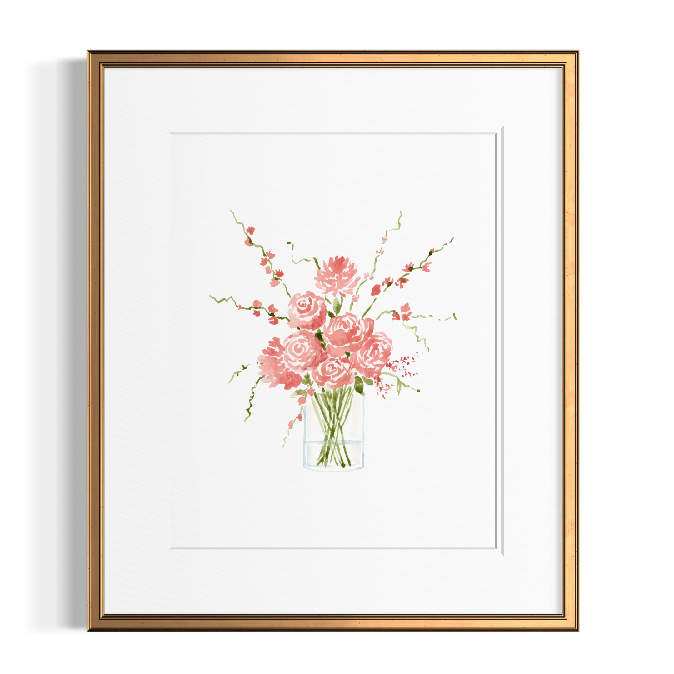 Pink Hydrangea Floral Watercolor Art Print