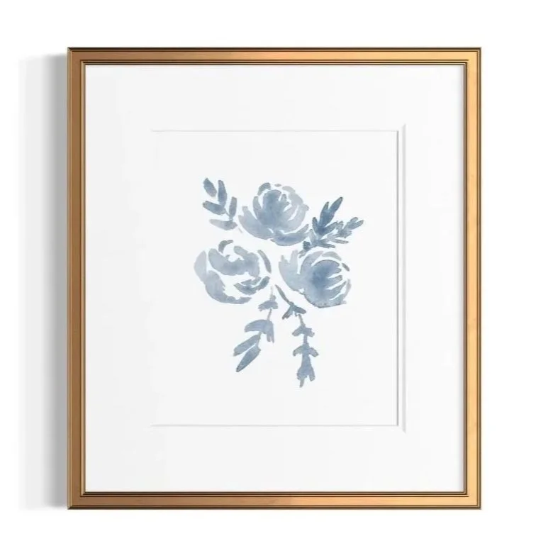 Blue Rose Bouquet Watercolor Art Print