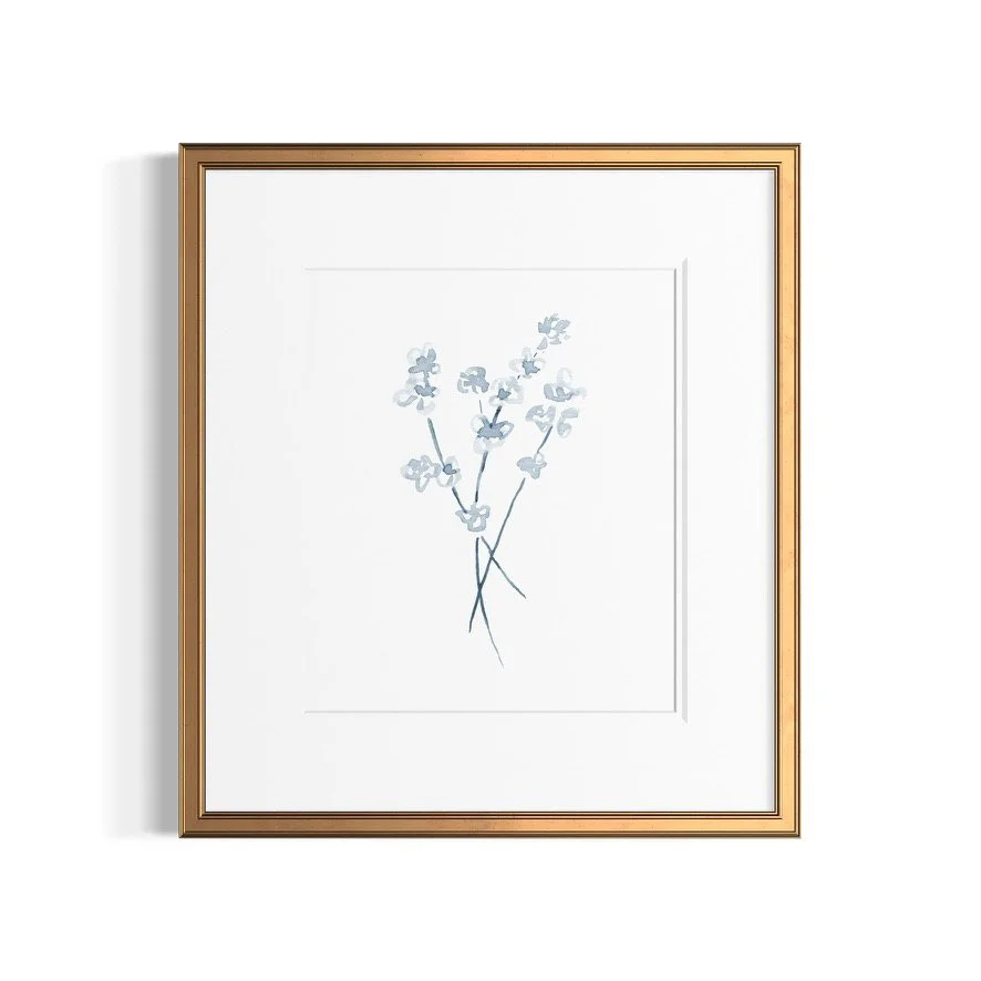 Blue Wild Flower Bouquet Watercolor Art Print