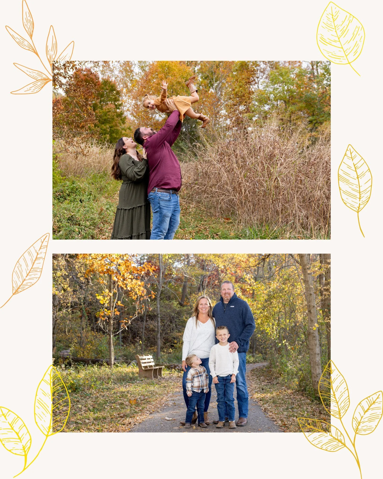 If you are anything like me, autumn always feels a bit more magical. The air becomes crisp, the leaves turn beautiful colors and all the fall activities begin. πππ
It's also a beautiful time for a photo session, whether it's family, senior or a d