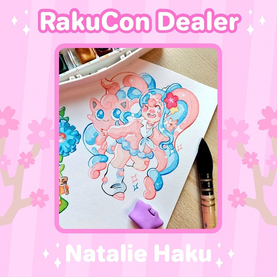 We're delighted to welcome back @nataliehaku to RakuCon! 🌸 They sell a lovely variety of charms, stickers, badges, prints and more! 💕 Swipe across to check out their amazing work! 💖

#animeconvention #ukconvention #convention #comiccon #anime