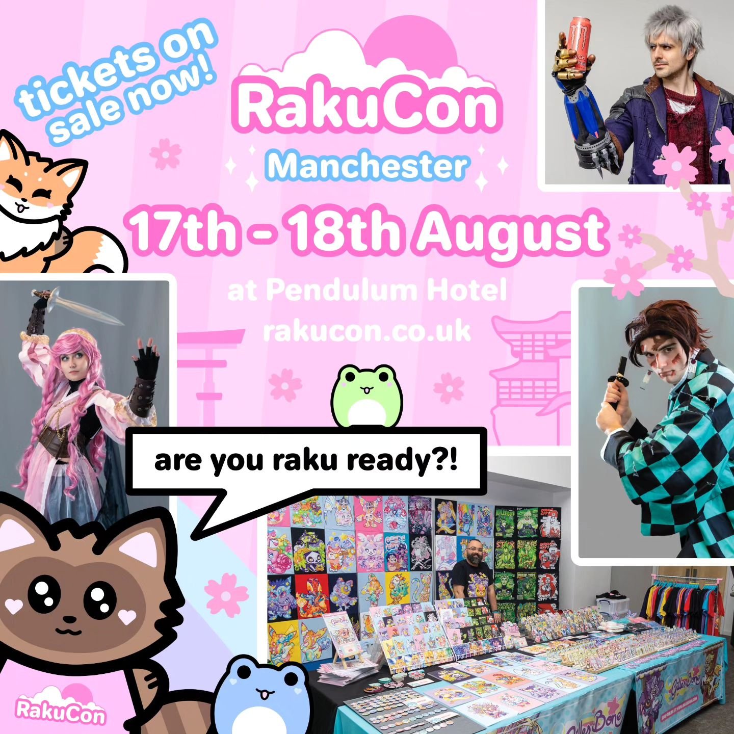 Don't miss out! RakuCon - a Japanese popular culture convention returns to Manchester this August 17th - 18th! ✨🌸 Join us for amazing artists, incredible performances, panels, games and an exciting anime and emo themed after party with @otakudriveev