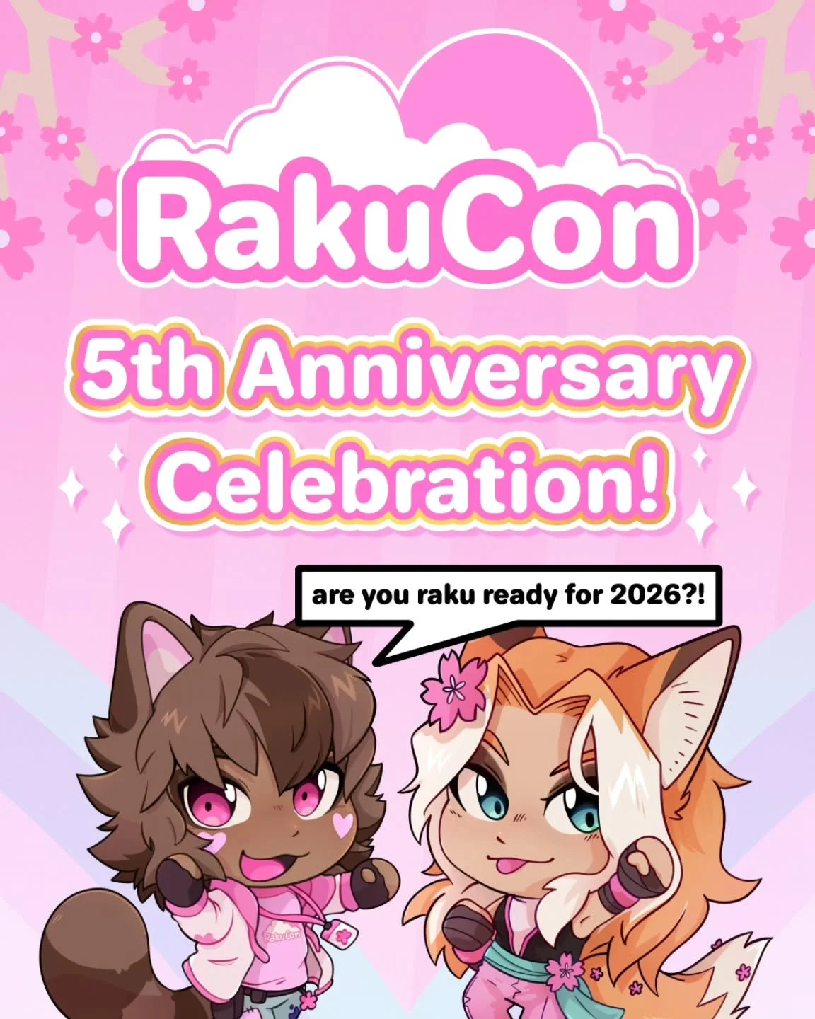 Are you raku ready?! Next year we'll be celebrating our 5th anniversary! 🥳🎉 Stay tuned for exciting announcements 👀🩷

Rebel the Raccoon and Mimi the Fox artwork by @12thmystery 🌸

#convention #animeconvention #ukconvention #comiccon #rakucon