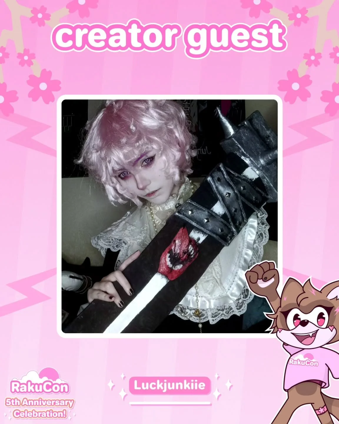 ✨ Creator guest announcement! ✨ 
We're excited to announce that @luckjunkiie will be joining us at RakuCon! 🌸

#convention #animeconvention #ukconvention #comiccon #rakucon