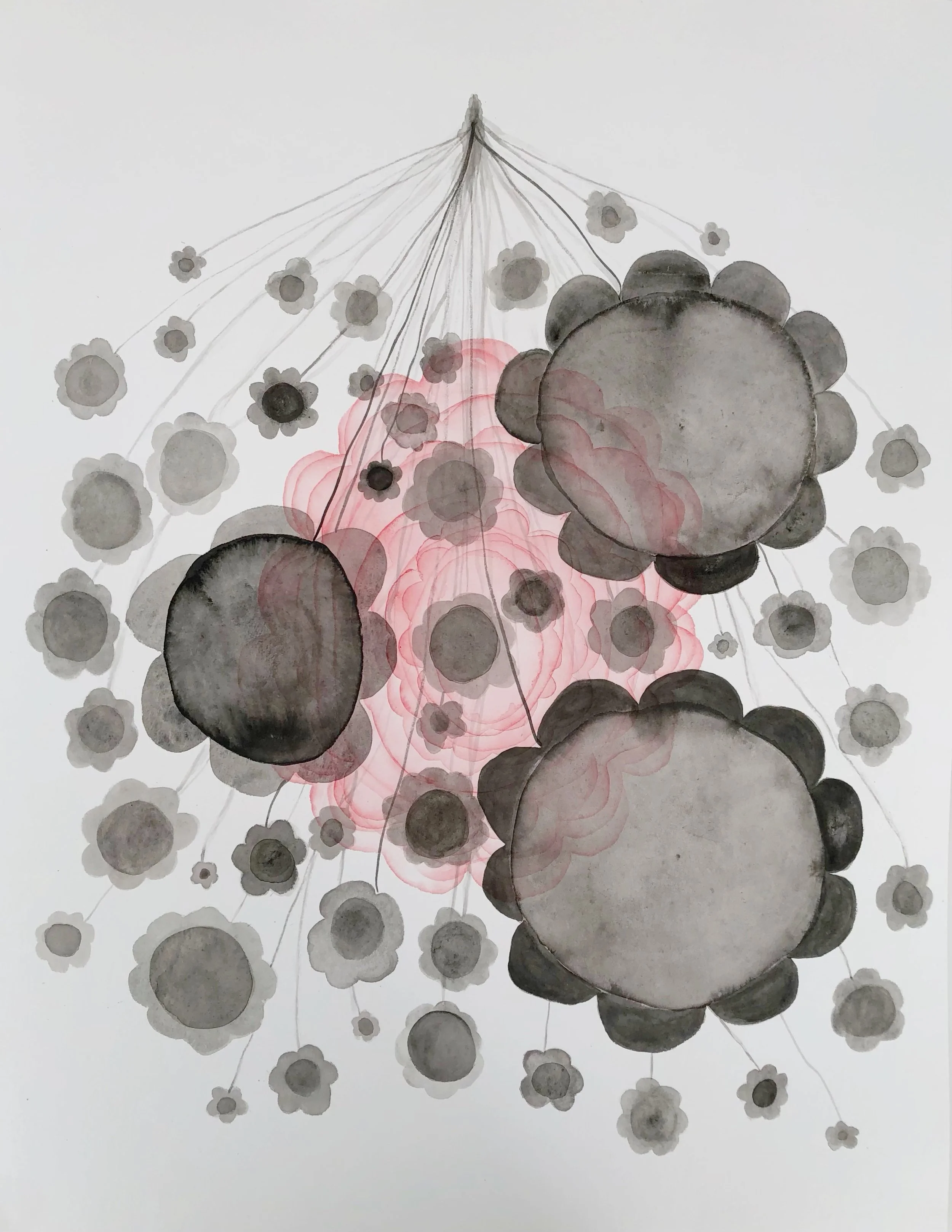 Our Knowing Has Become Compressed Dark Matter.  Watercolour on 450gsm Paper: 50x65cm. For further information and availability please email: kellyconnorartist@gmail.com