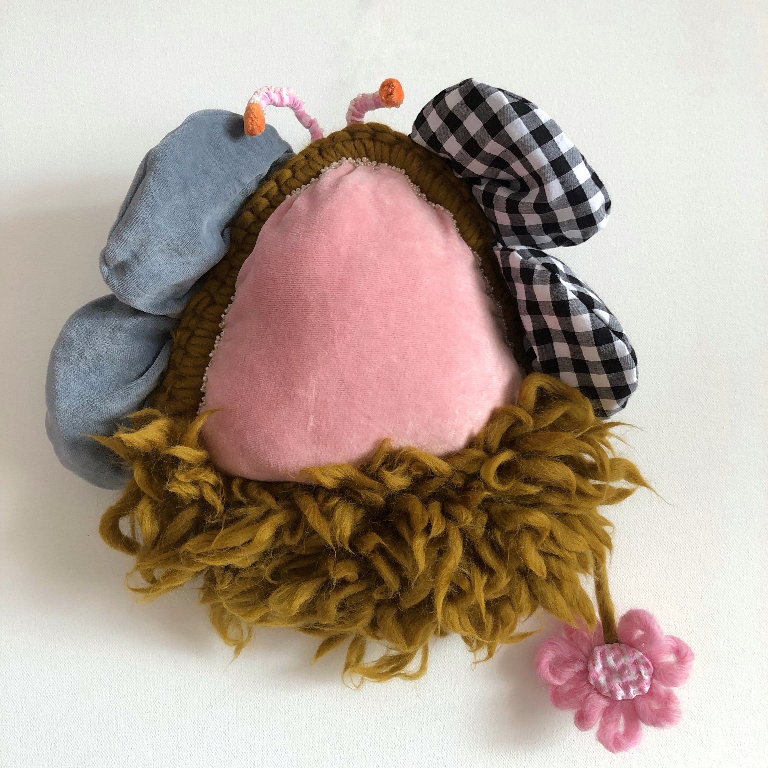 Kiss My Grass. Textile Sculpture. 37cm x 37cm