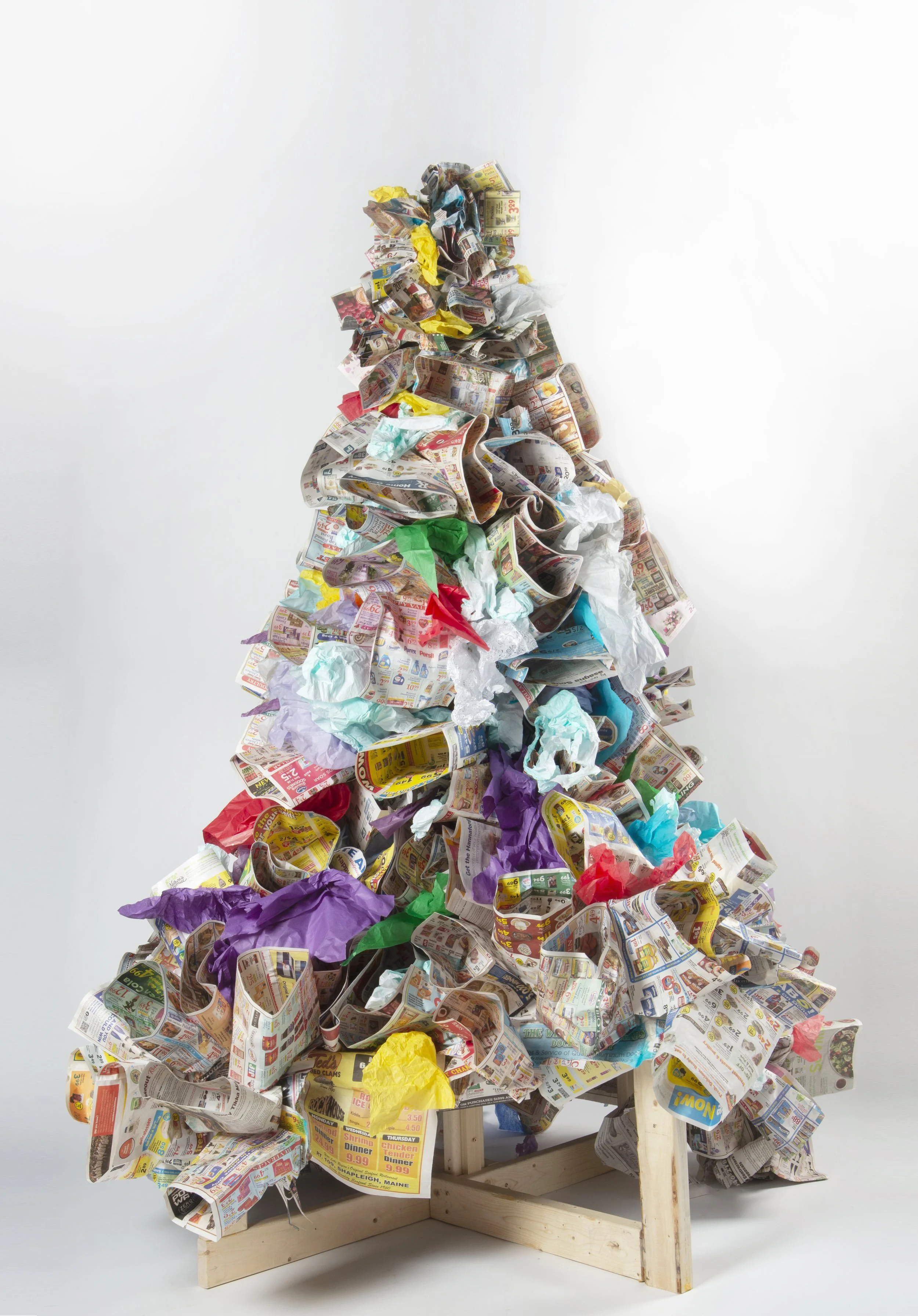 "Consumers Delight"


grocery catalogues, tissue paper, wood, wire, PVC

4'x4'x7'