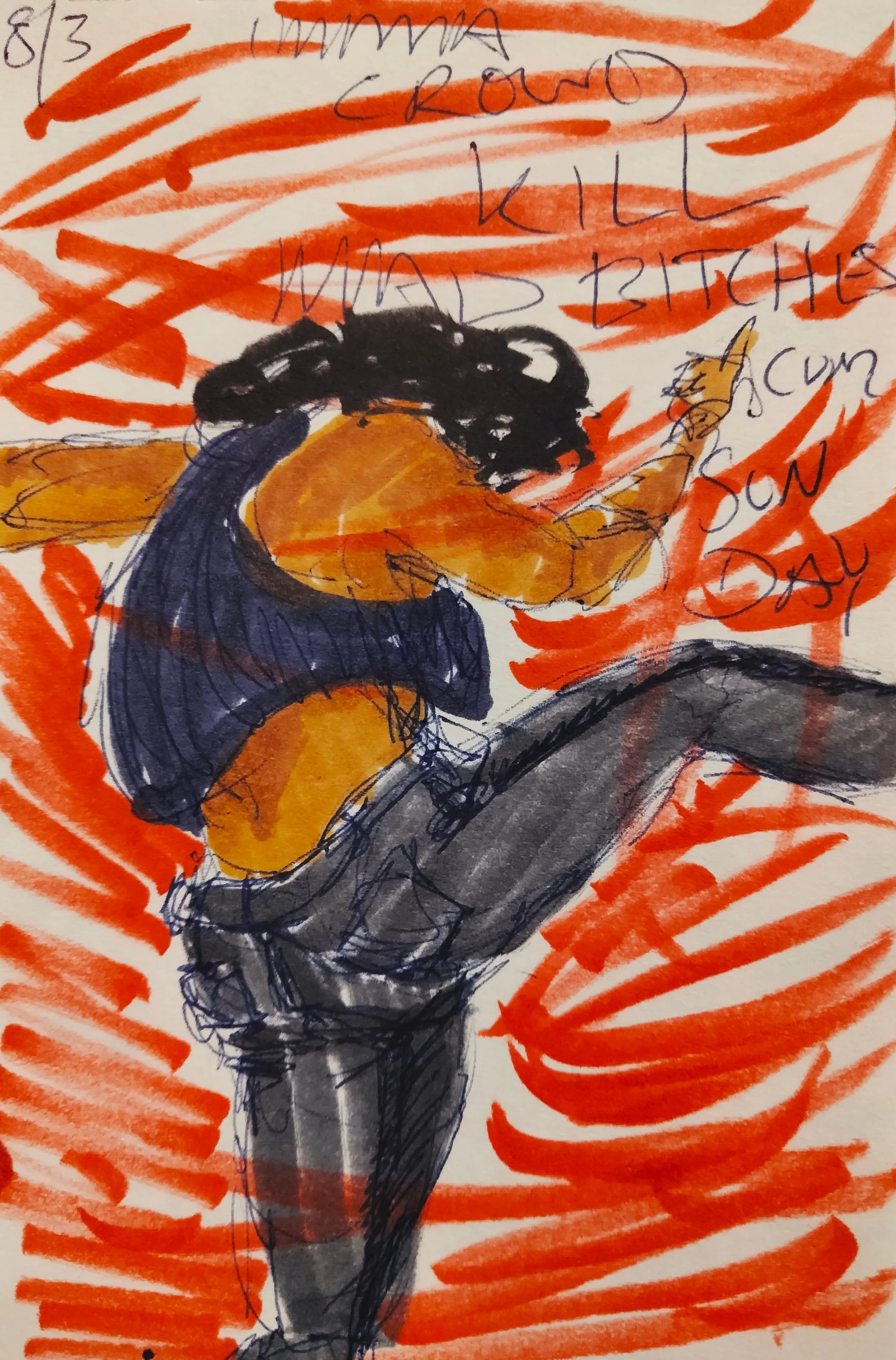 "Crowd Kill 1"

Pit Series 

ballpoint and marker, 3.5"x5"
2021