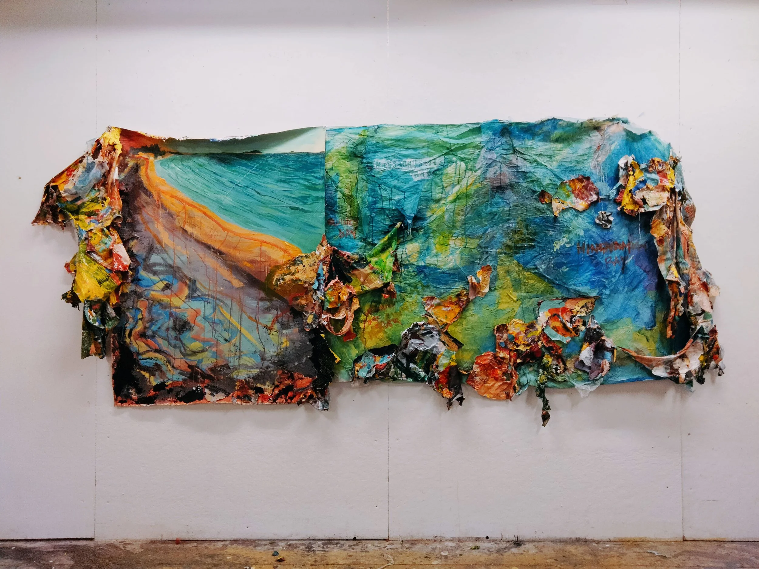 "South Shore Drive"

Acrylic and sand on paper and canvas
approx. 8'x4'