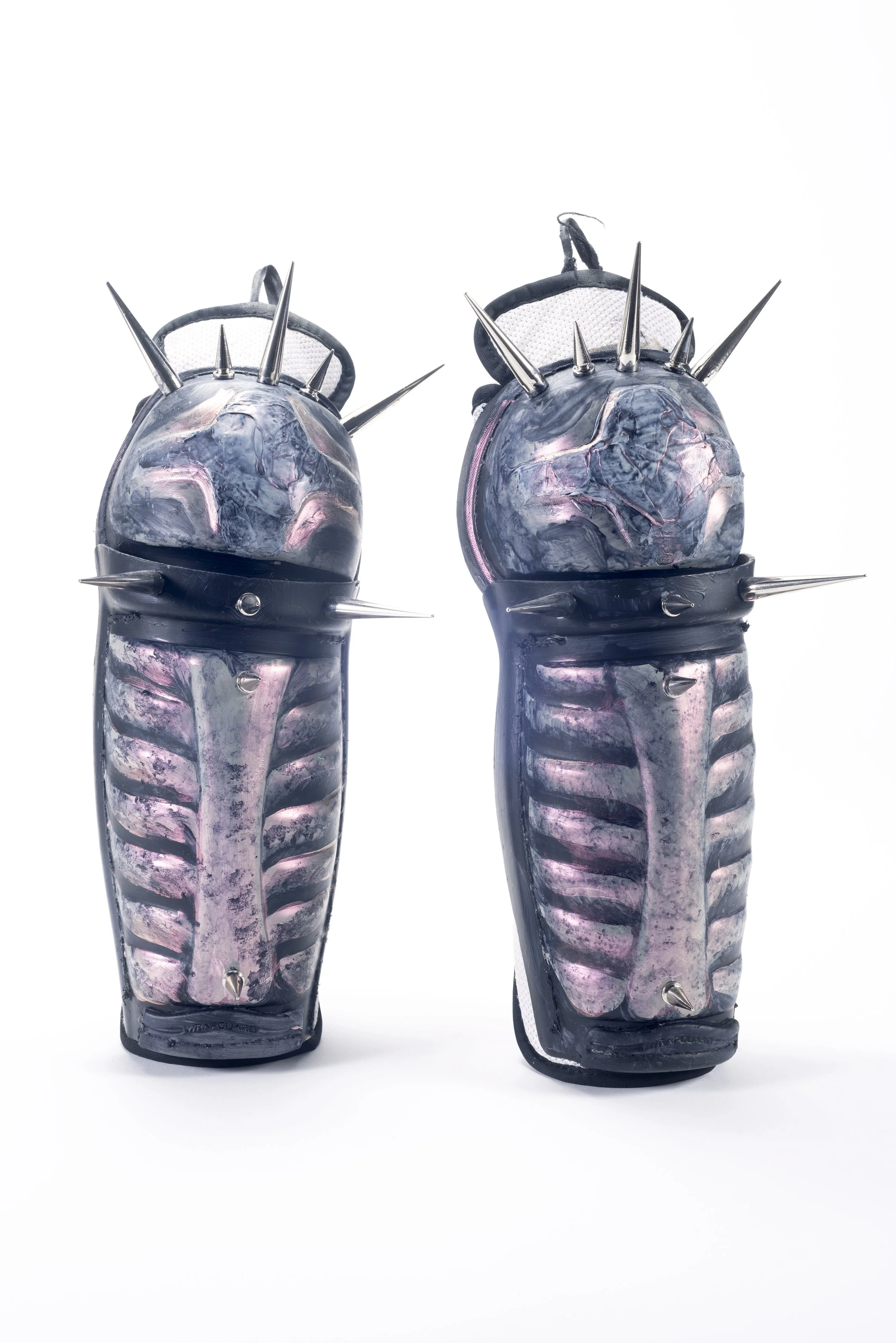 "Gam Guards"


Performative object, painted shin guards, spikes