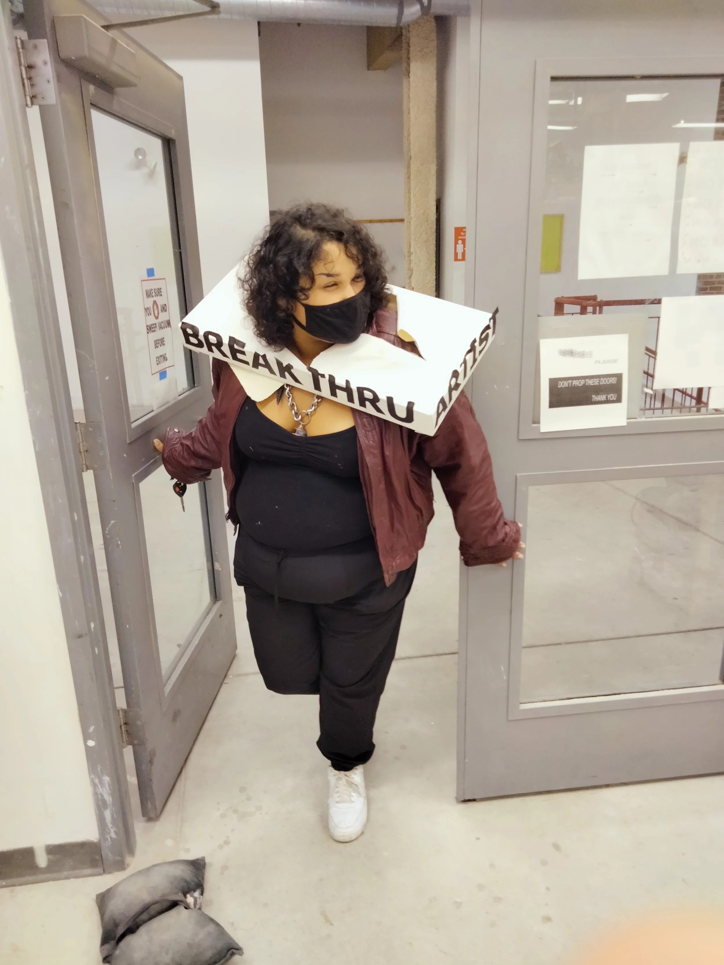 "Breakthru Artist" 

a breakthru artist breaking into the sculpture department

Location: 507, MECA&D