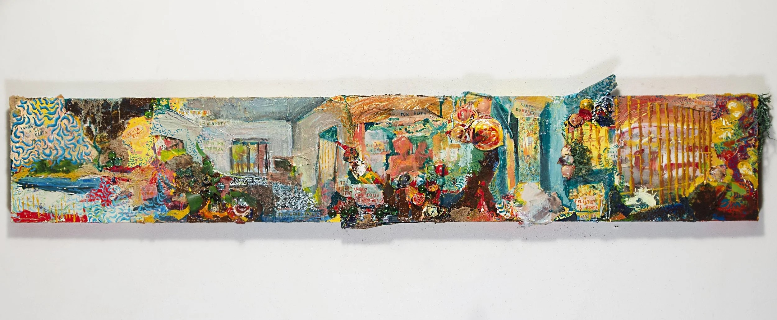 "Ven Acá"

acrylic, glass, coffee, sand, paper, marble, wood panel, 72"x12"

2020