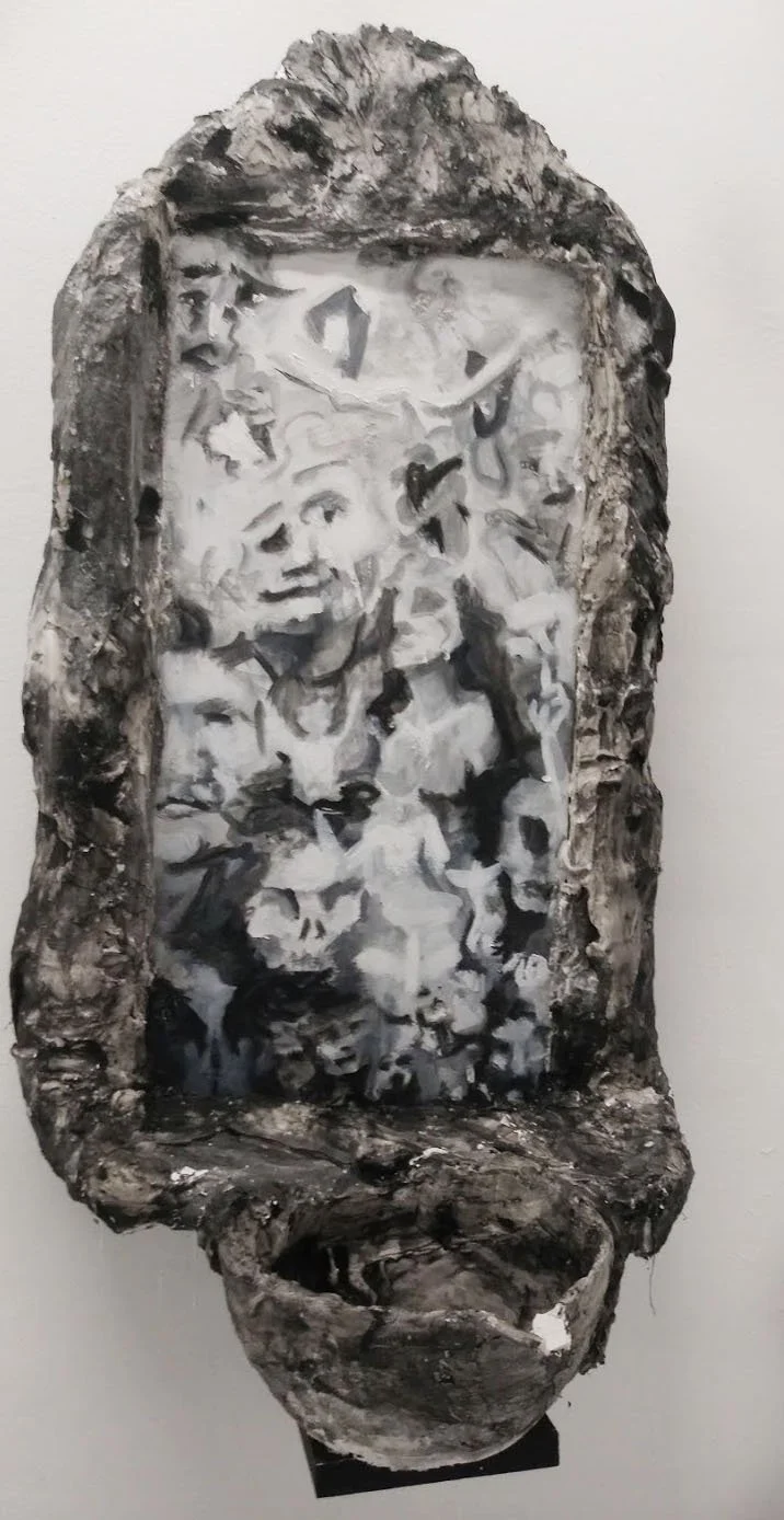 "Remembrance"

acrylic, pumice gel, plaster, wire, wood, 16"x28"

2019