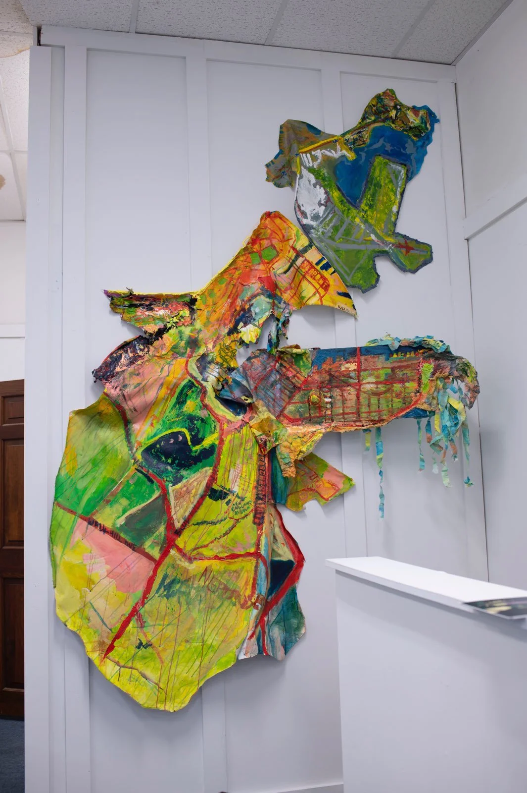 "Proper Boss"
"South Face"
"Aeropuerto"

3 piece installation
wood, canvas, paper, acrylic, sand
approx. 8"x4"