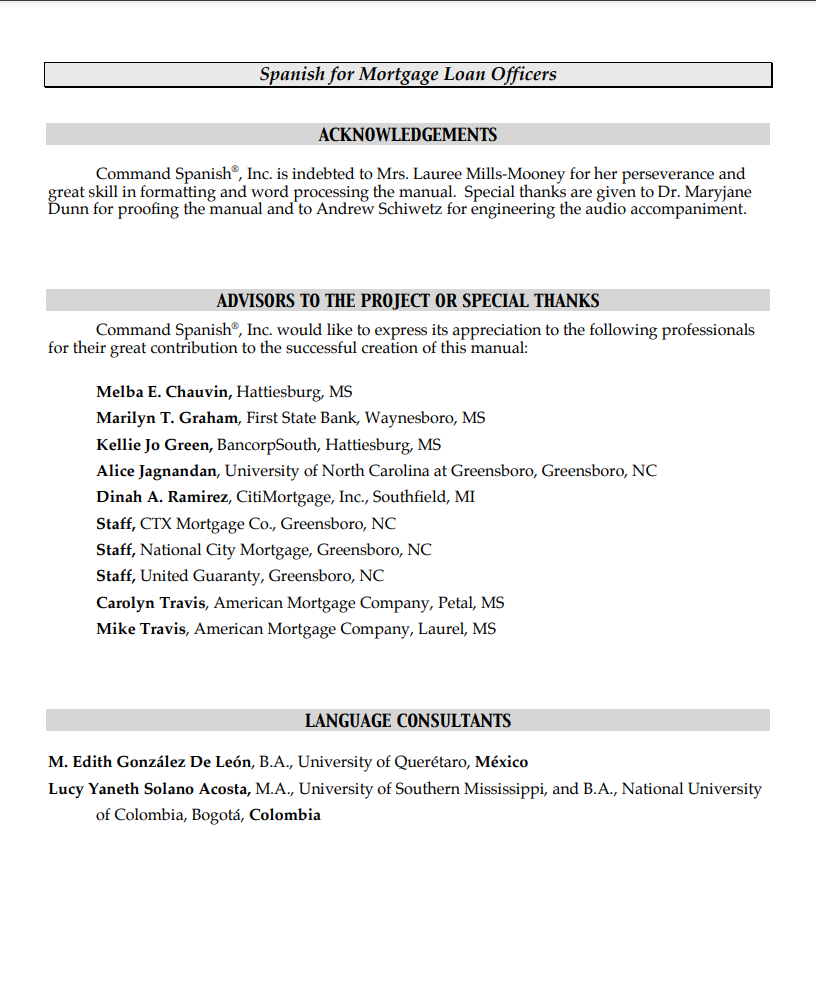 Spanish for Mortgage Loan Officers — Command Spanish Store
