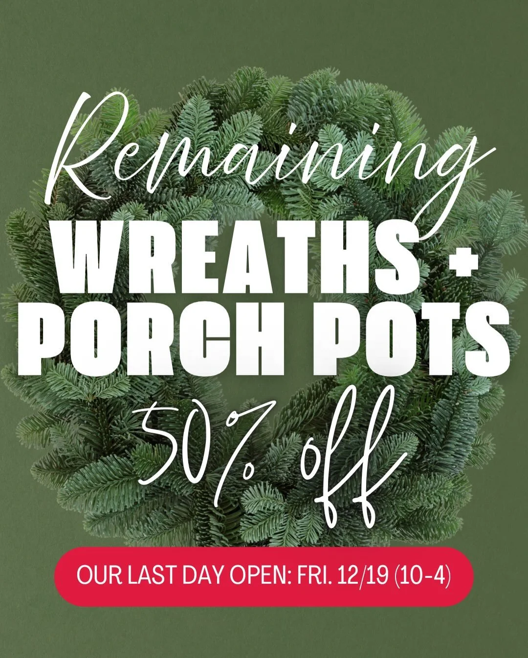 You have 8 days left to shop Curvue Tree Farm + Gardens! Enjoy 50% off remaining wreaths, porch pots + bulk bundles of boughs! 

#shoplocal #shopsmall #shopcurvuegiftshop #shopcurvuetreefarm #eauclaire #curvuetreefarmandgardens