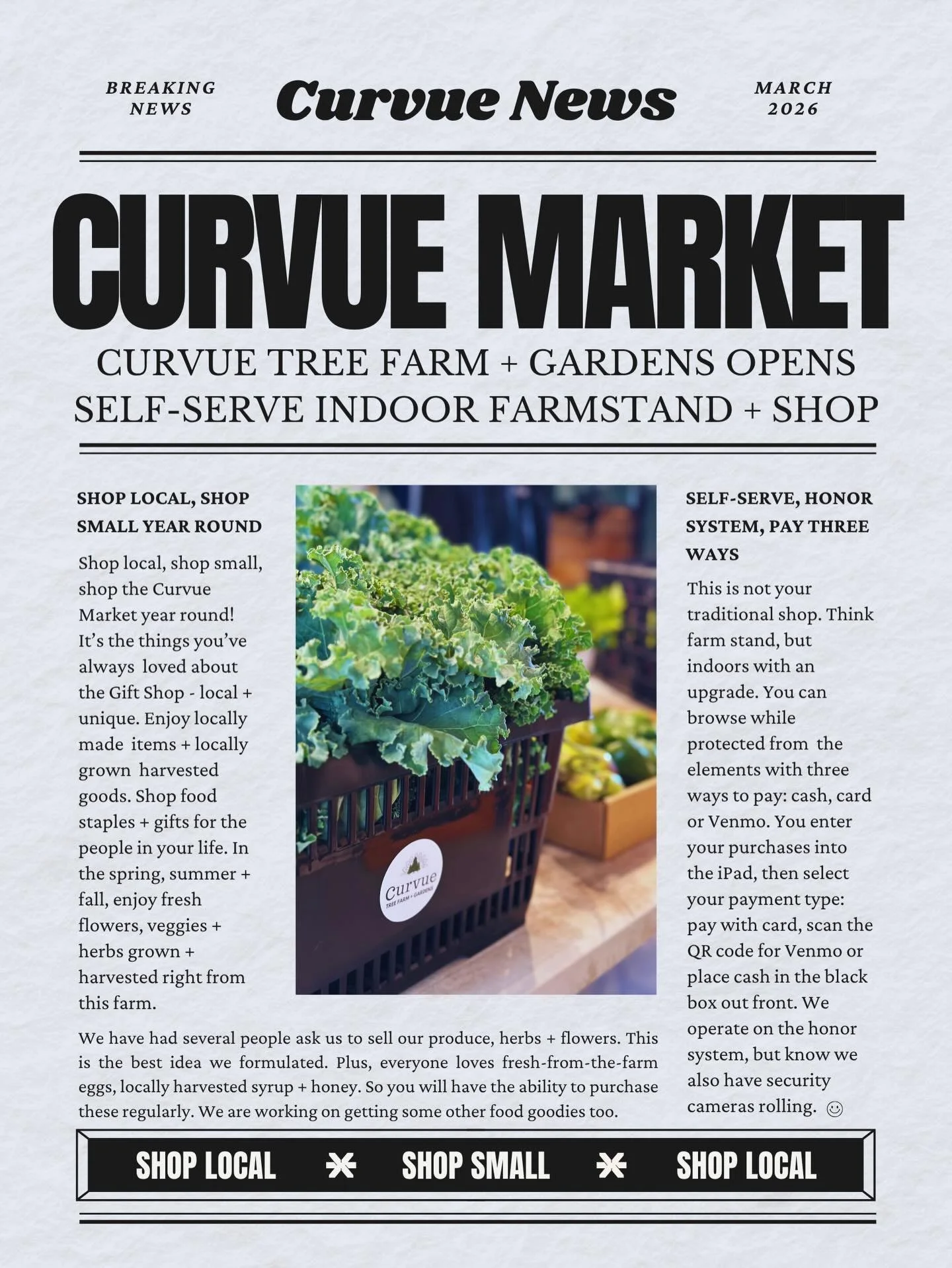 News! 📰 

#curvuemarket #curvuetreefarmandgardens #eauclaire