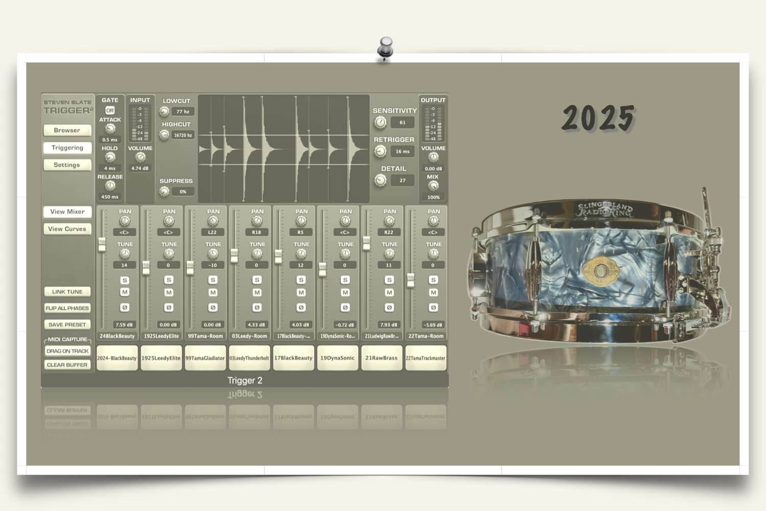 2025 Slingerland Radio King Reissue Snare samples for Slate Trigger Plug-in