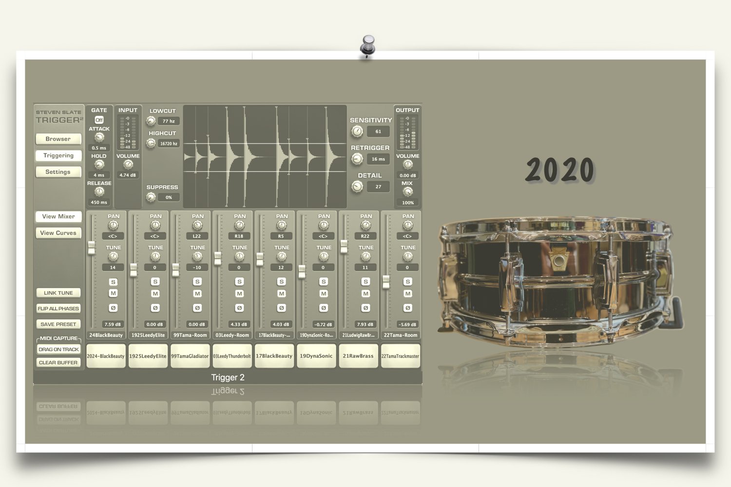 2020 Ludwig Black Beauty Snare samples for Slate Trigger